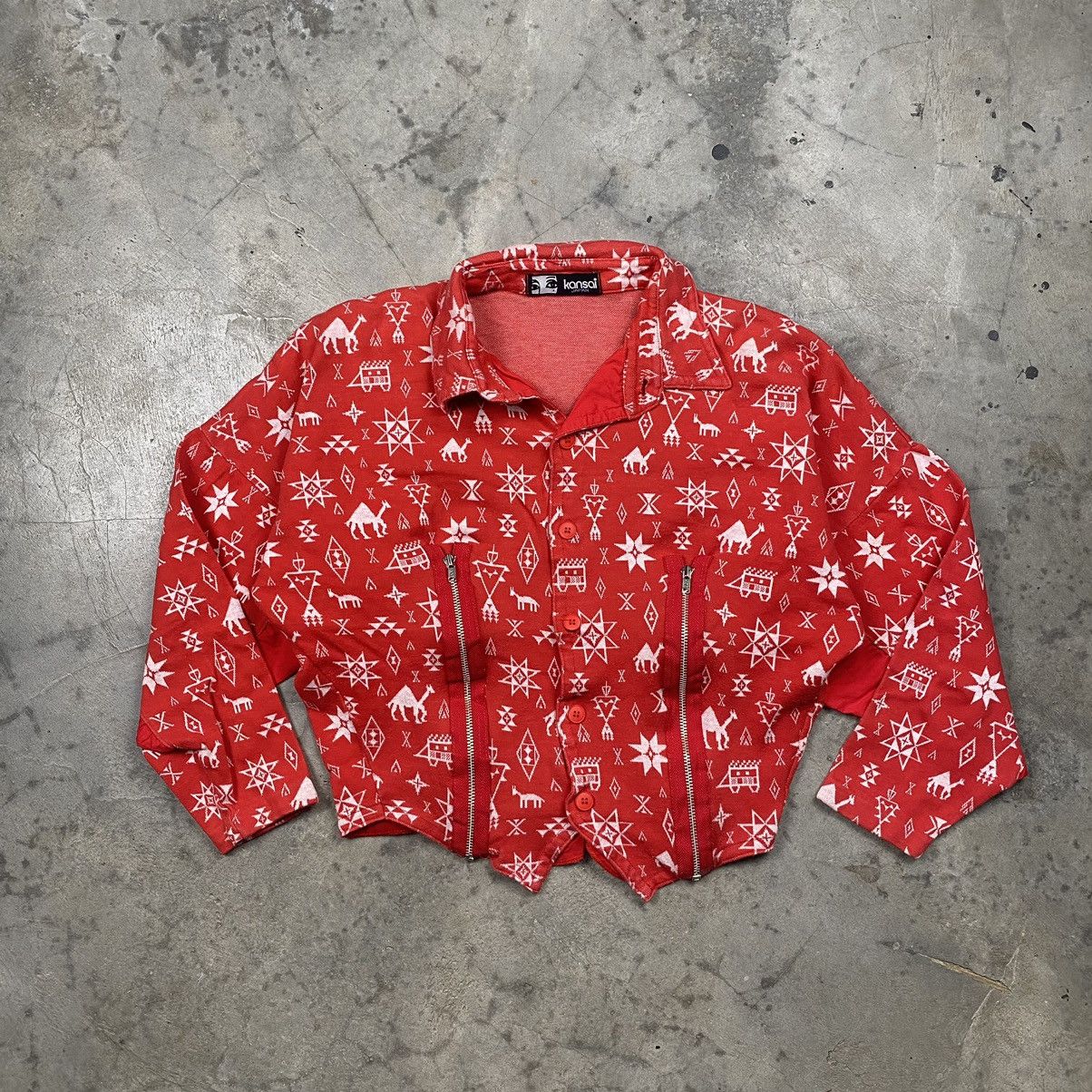 If Six Was Nine × Japanese Brand × Kansai Yamamoto Rare 90s Kansai Japan Navajo Cropped Button Down Size S / US 4 / IT 40 - 1 Thumbnail