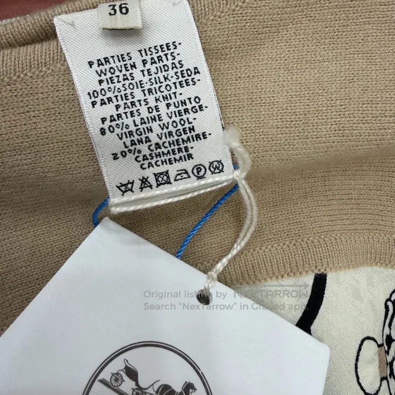 Hermes Hermes Khaki Silk Cashmere Patchwork Shiny Top Size XS / US 0-2 / IT 36-38 - 3 Thumbnail