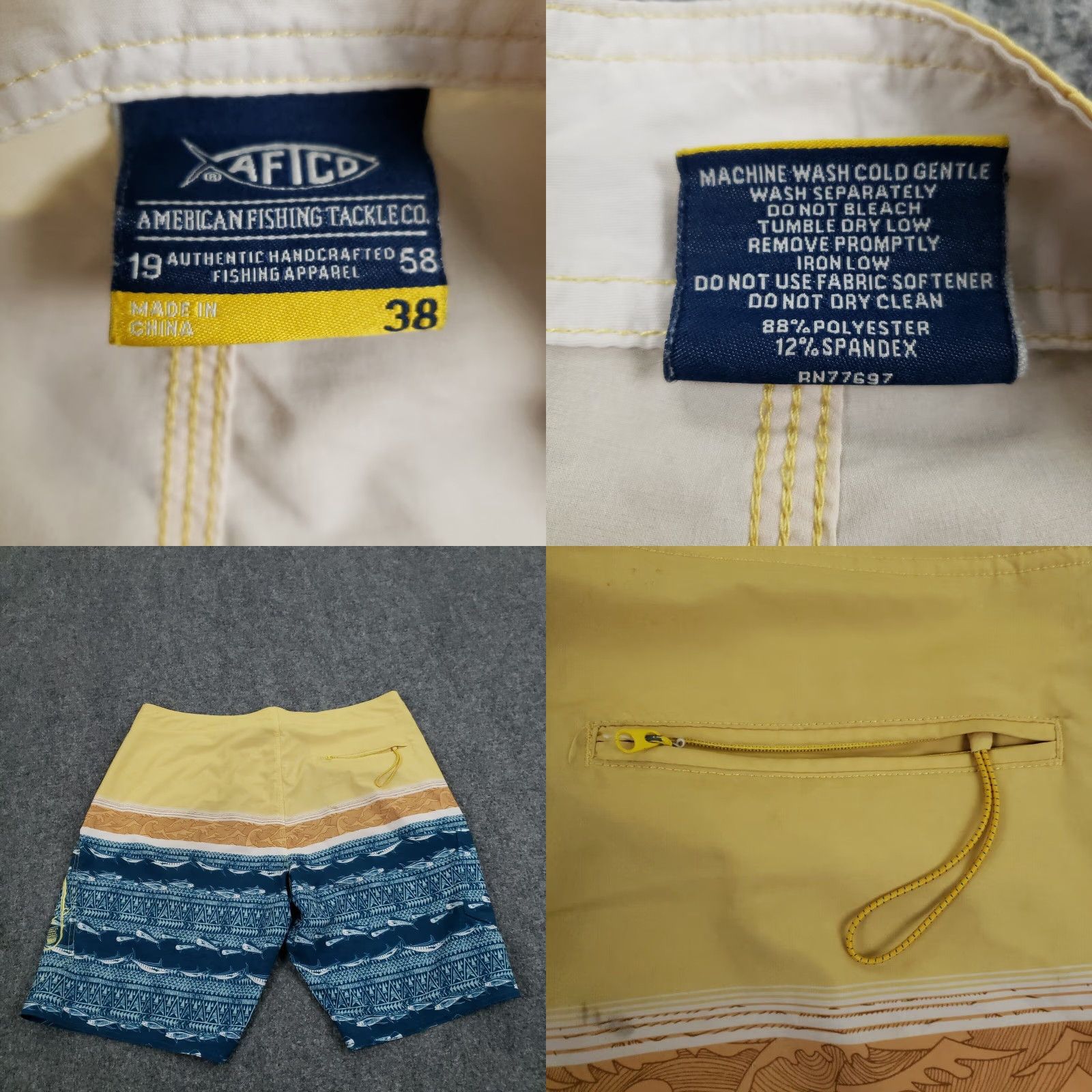 Vintage Aftco Board Shorts Mens Blue Beach Drawstring Stretch 38 Size US 38 / EU 54 - 8 Thumbnail