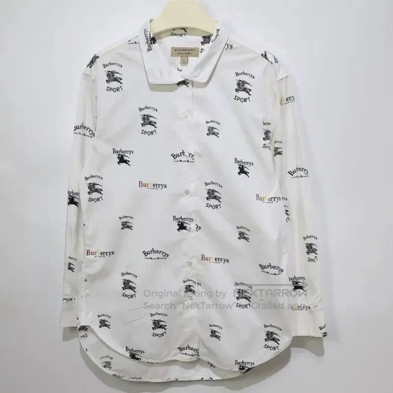 Burberry Burberry White Cotton Sport Print Shirt. Size L / US 10 / IT 46 - 1 Thumbnail