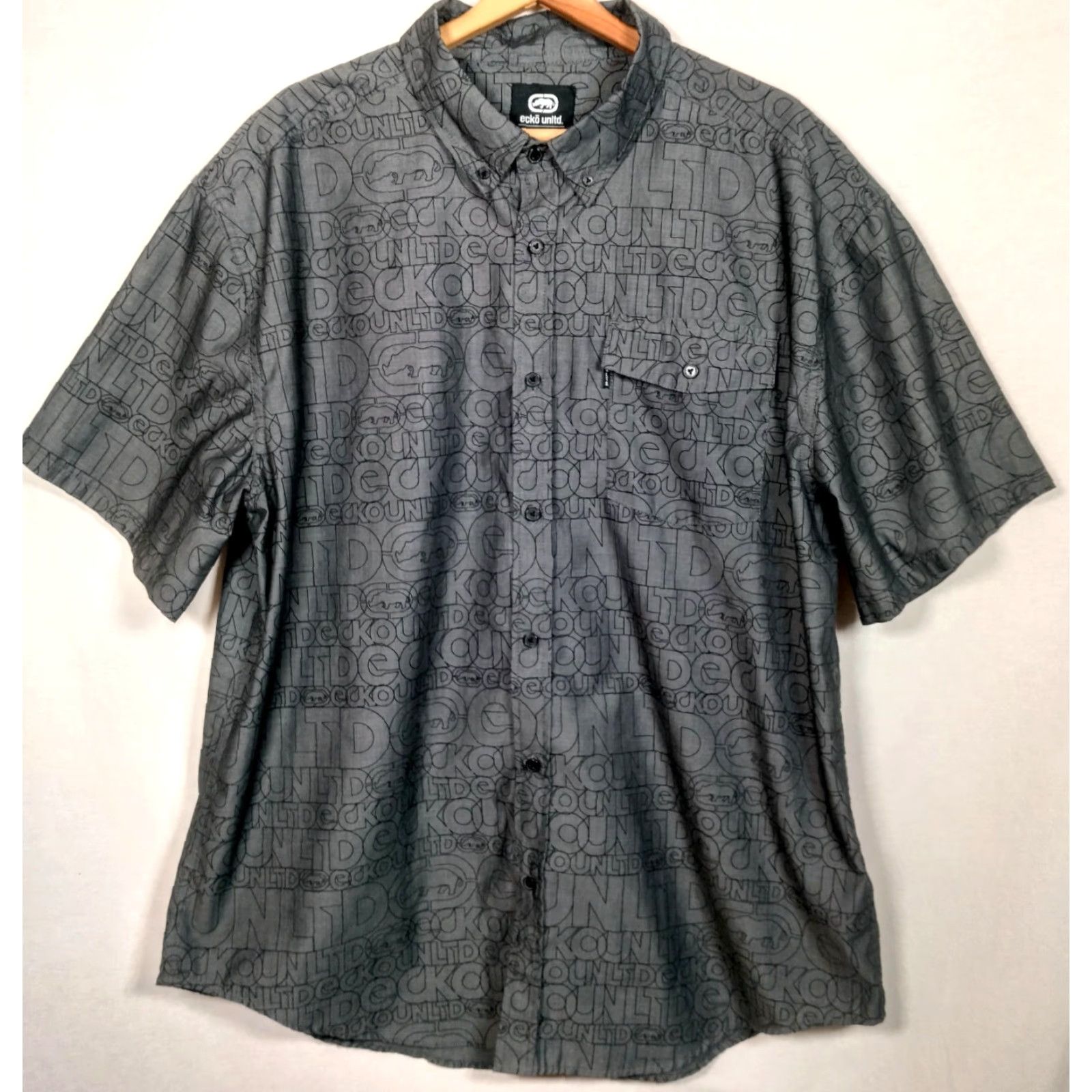 Ecko Unltd. VINTAGE Ecko Unltd Shirt 2XL Gray All Over Print Logo Spellout Streetwear Men T-Shirt Size US XXL / EU 58 / 5 - 2 Thumbnail