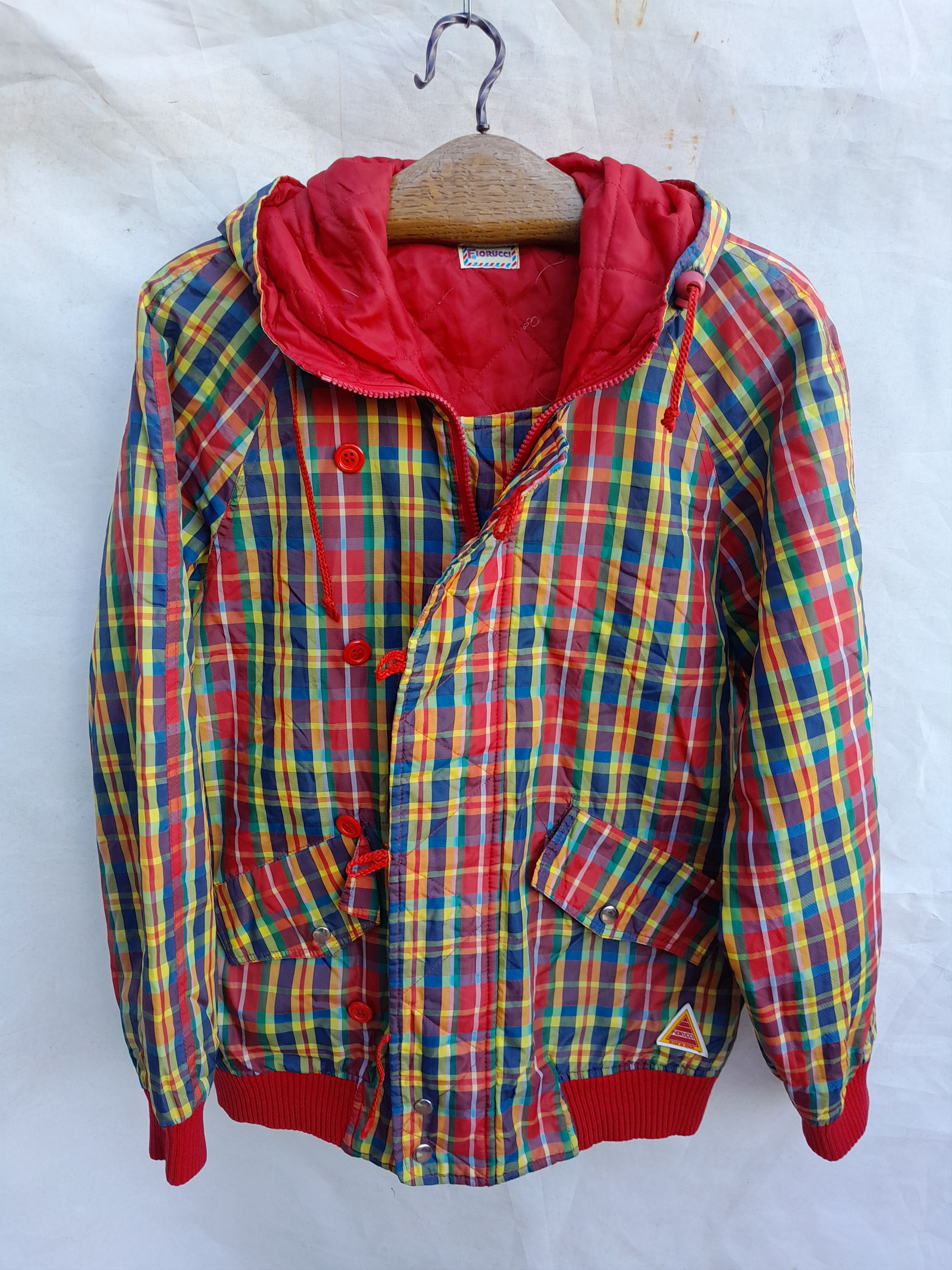 Fiorucci Vintage Fiorucci Jacket Mens M Rainbow Check Coat 80s 90s Size US M / EU 48-50 / 2 - 12 Thumbnail