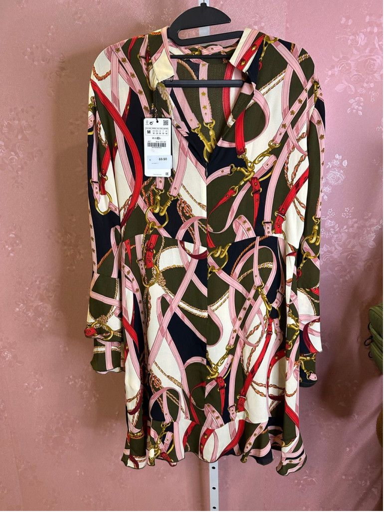 Zara Zara Graphic Chain Scarf Print Mini Dress NWT medium Size M / US 6-8 / IT 42-44 - 2 Thumbnail