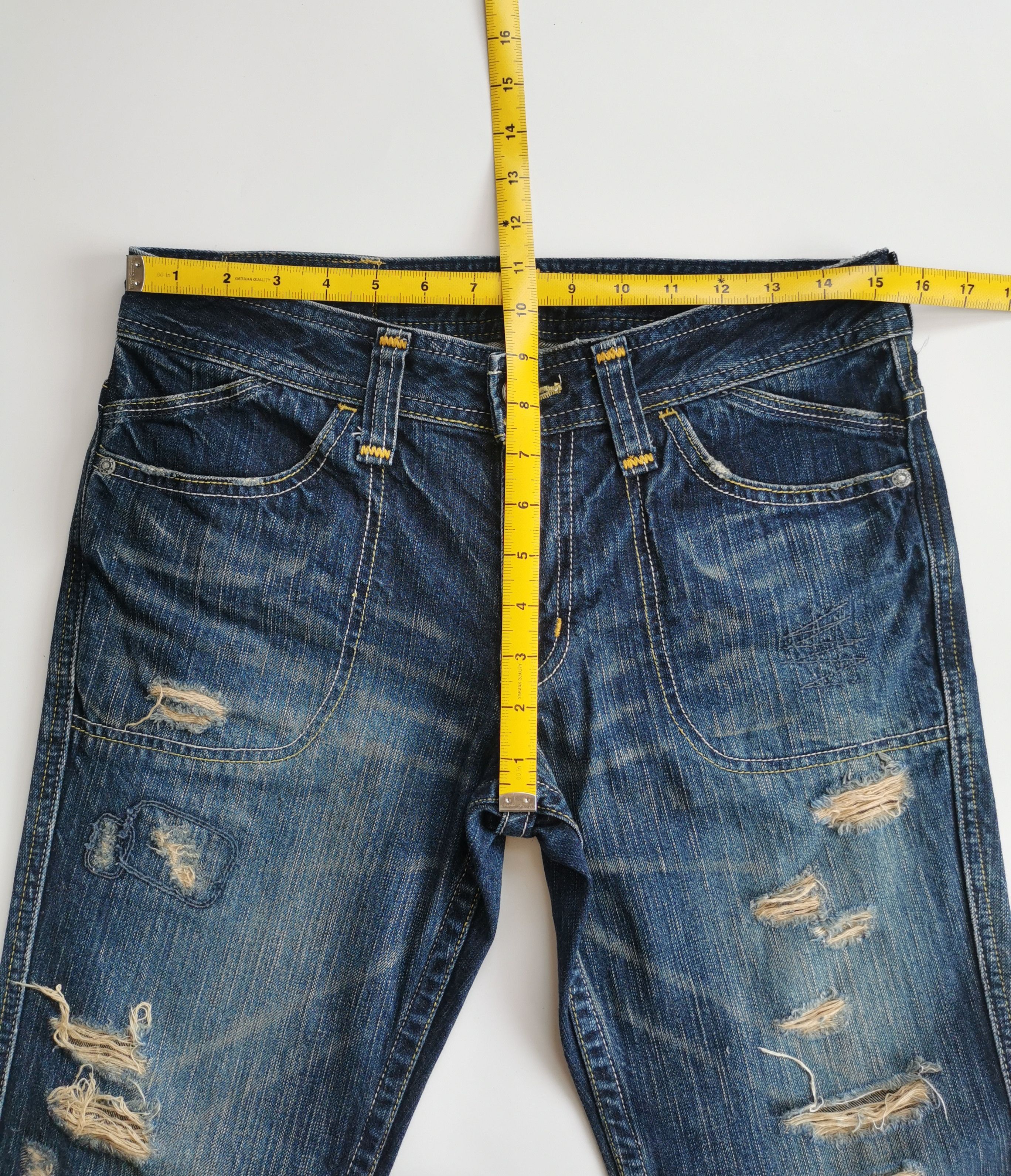 Kapital Vintage Georgia Love Distressed Blue Denim Jeans Flared Leg Size US 31 - 8 Thumbnail