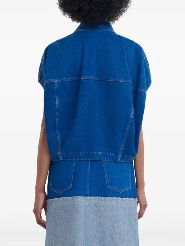 Marni o1w1db11125 Short-Sleeved Denim Jacket in Blue Size XL / US 12-14 / IT 48-50 - 3 Thumbnail