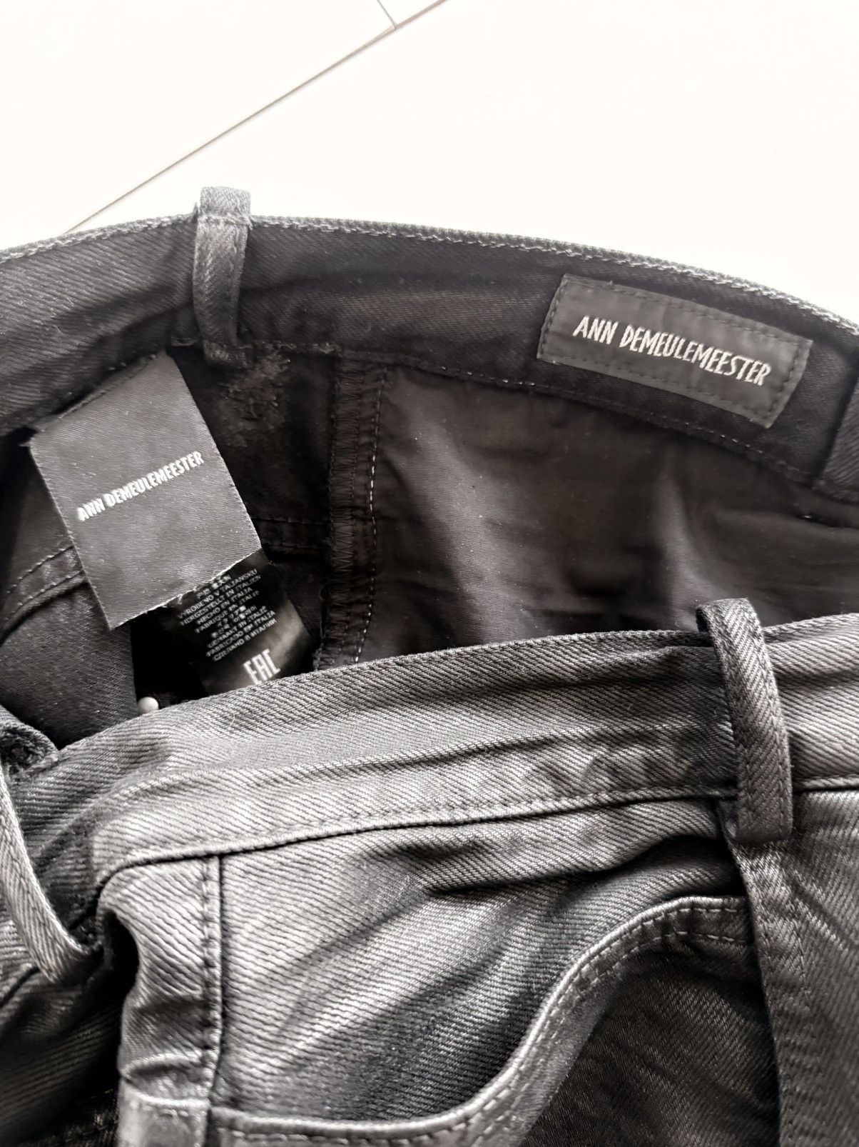 Ann Demeulemeester Ann Demeulemeester Waxed Denim Trousers – Size 54 Size US 38 / EU 54 - 3 Thumbnail