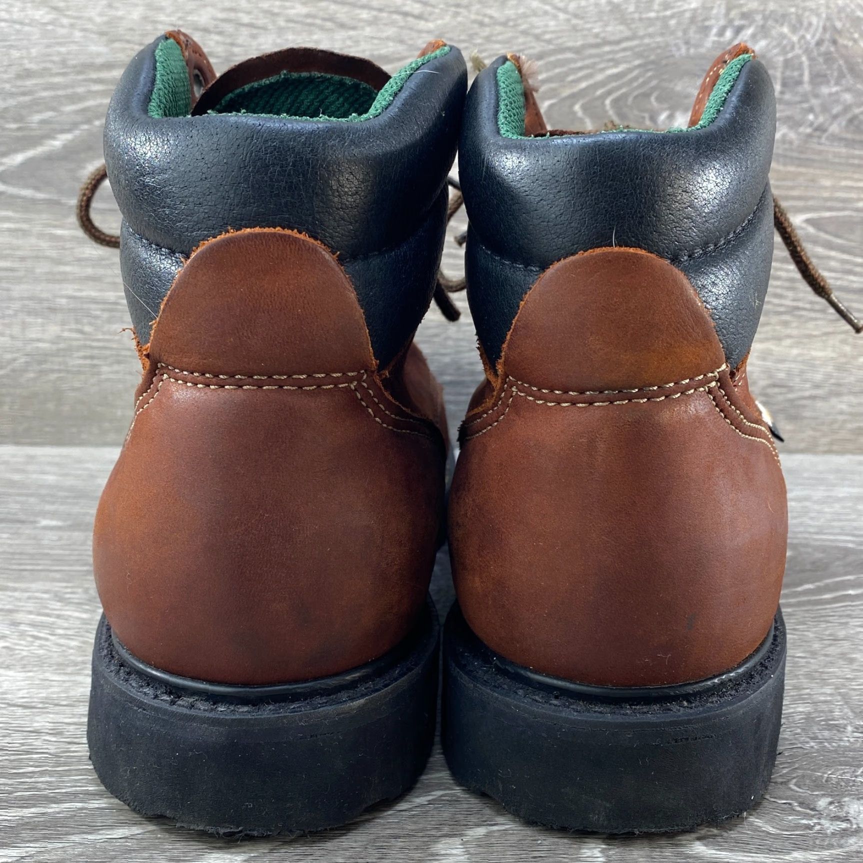 Vibram Wolverine Durashocks Steel Toe Brown Leather Boots SZ 8 3E Made USA Vibram Sole Boots Mens Size US 7 / EU 40 - 6 Thumbnail