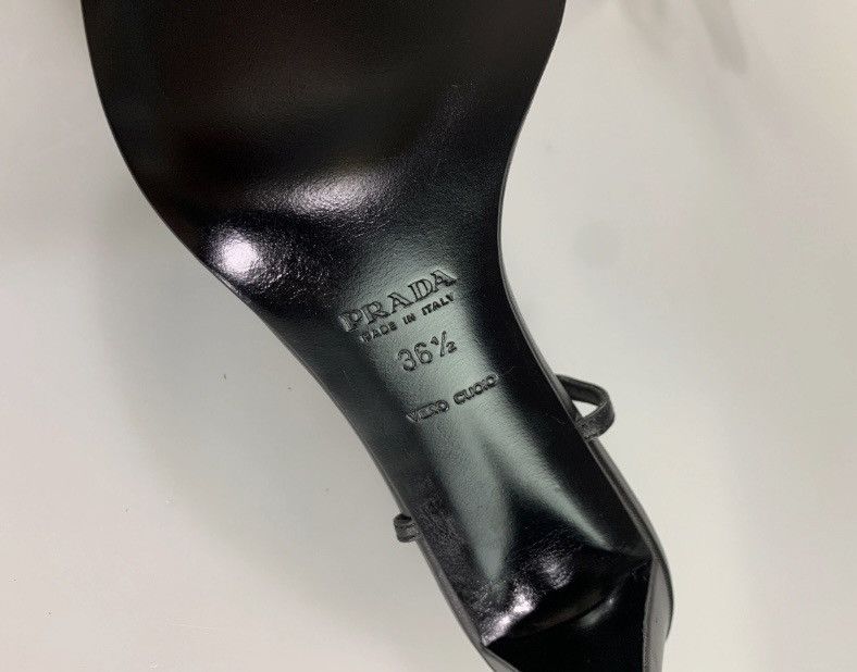 Prada Prada Black Metal T-Strap Slingback Y2K Vintage 6.5 New Box Size US 6.5 / IT 36.5 - 3 Thumbnail