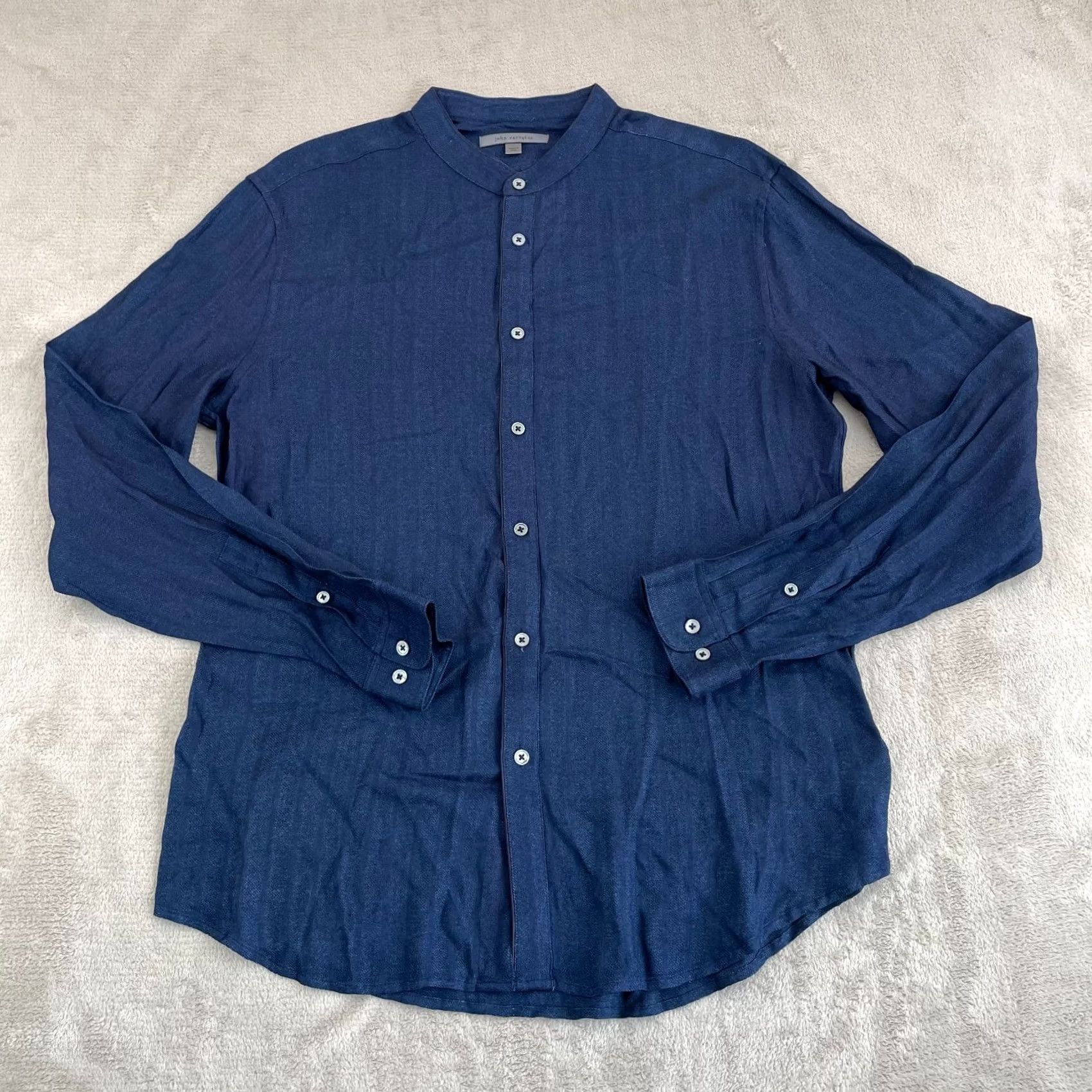 John Varvatos John Varvatos Shirt Men L Blue Band Mandarin Collar Long Sleeve NWOT Size US L / EU 52-54 / 3 - 3 Thumbnail