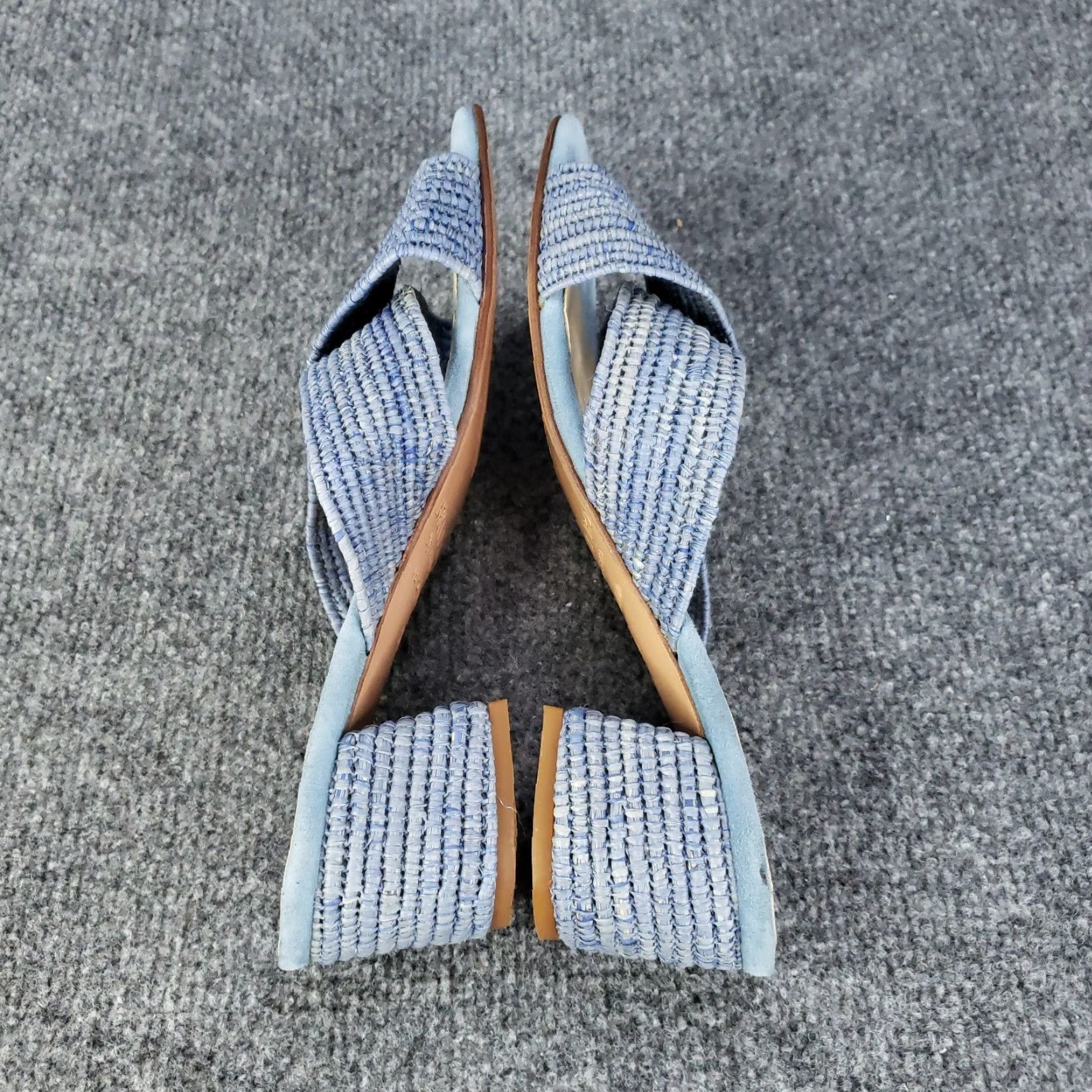 Olukai Beau & Ro By Sara Rossi Womens Blue Sandals Size 8.5 US 39 Slip On Leather Flat Sandal Womens Size US 9 / IT 39 - 6 Thumbnail