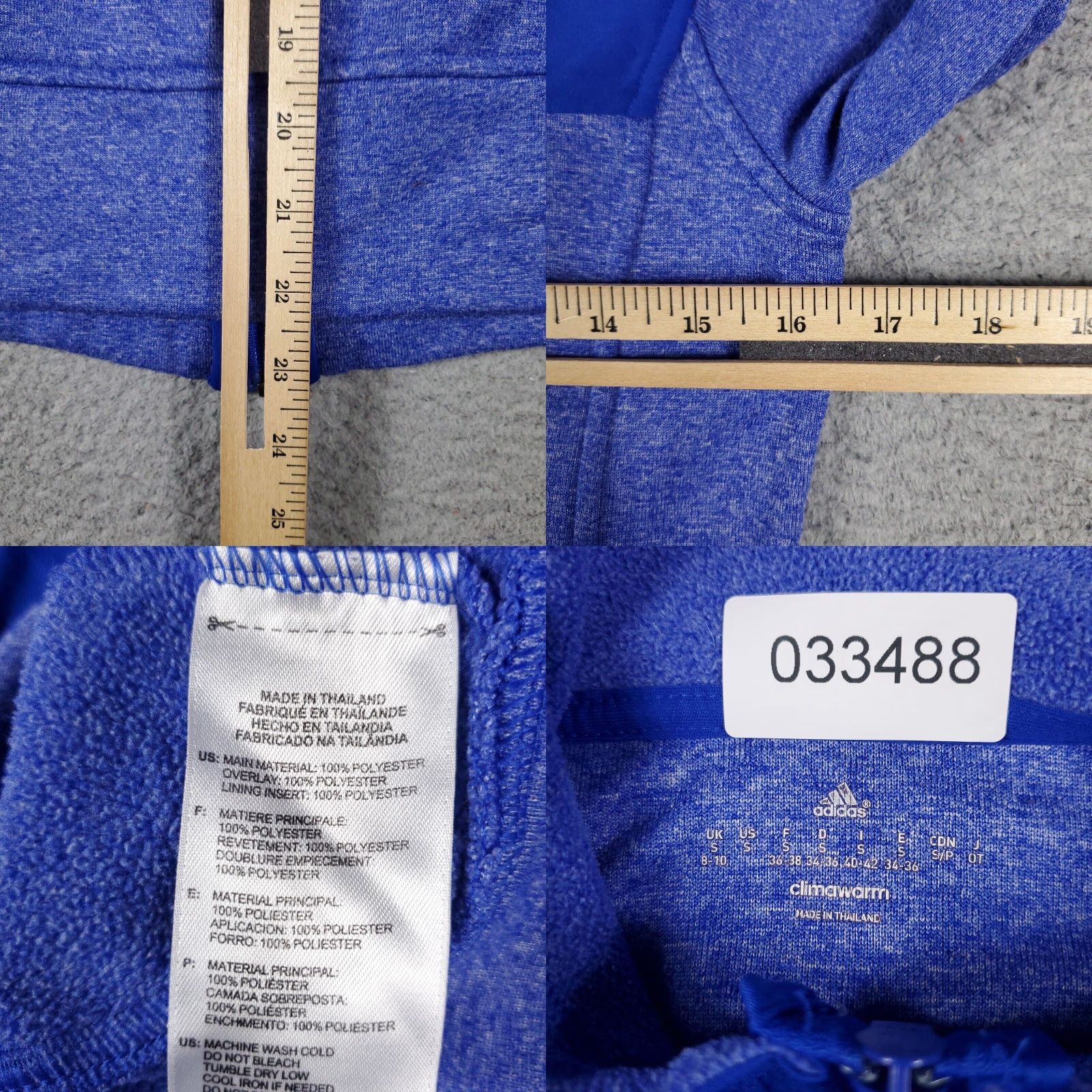 Adidas Adidas Womens Small Blue Full Zip Hoodie Size S / US 4 / IT 40 - 8 Thumbnail