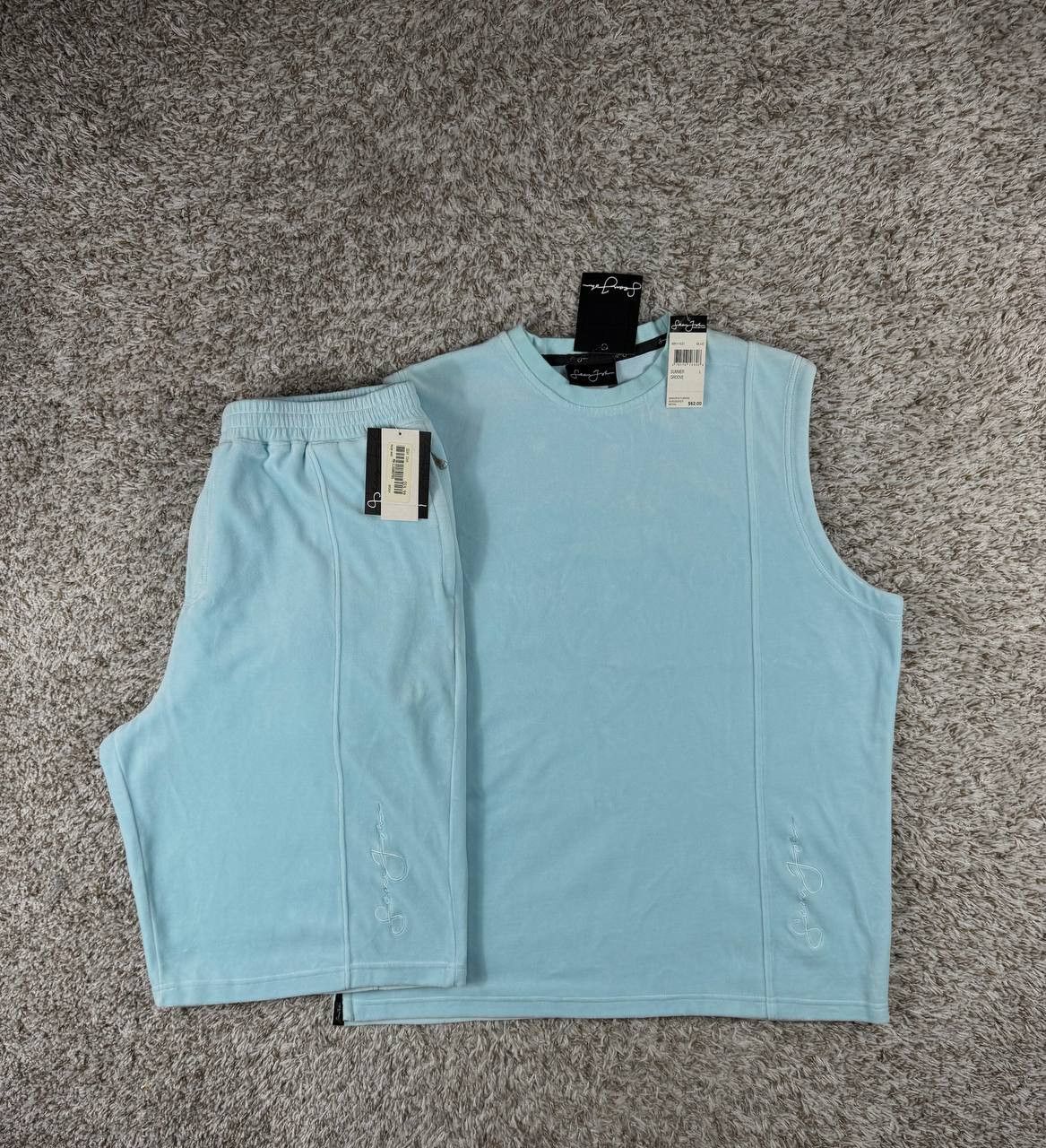 Sean John Velour Set Y2K Tank Top Shorts Hip Hop Tracksuit