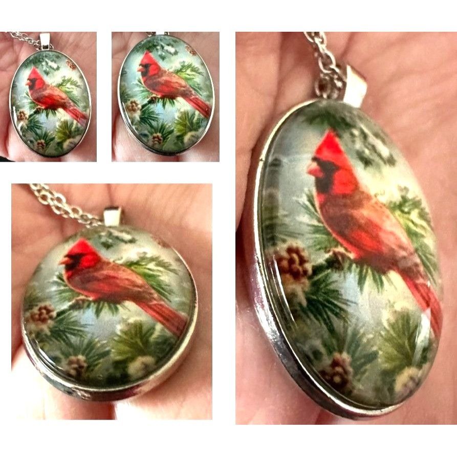 Handmade Cardinal Necklace New 18 in Chain Loved One Anniversary Size ONE SIZE - 11 Thumbnail