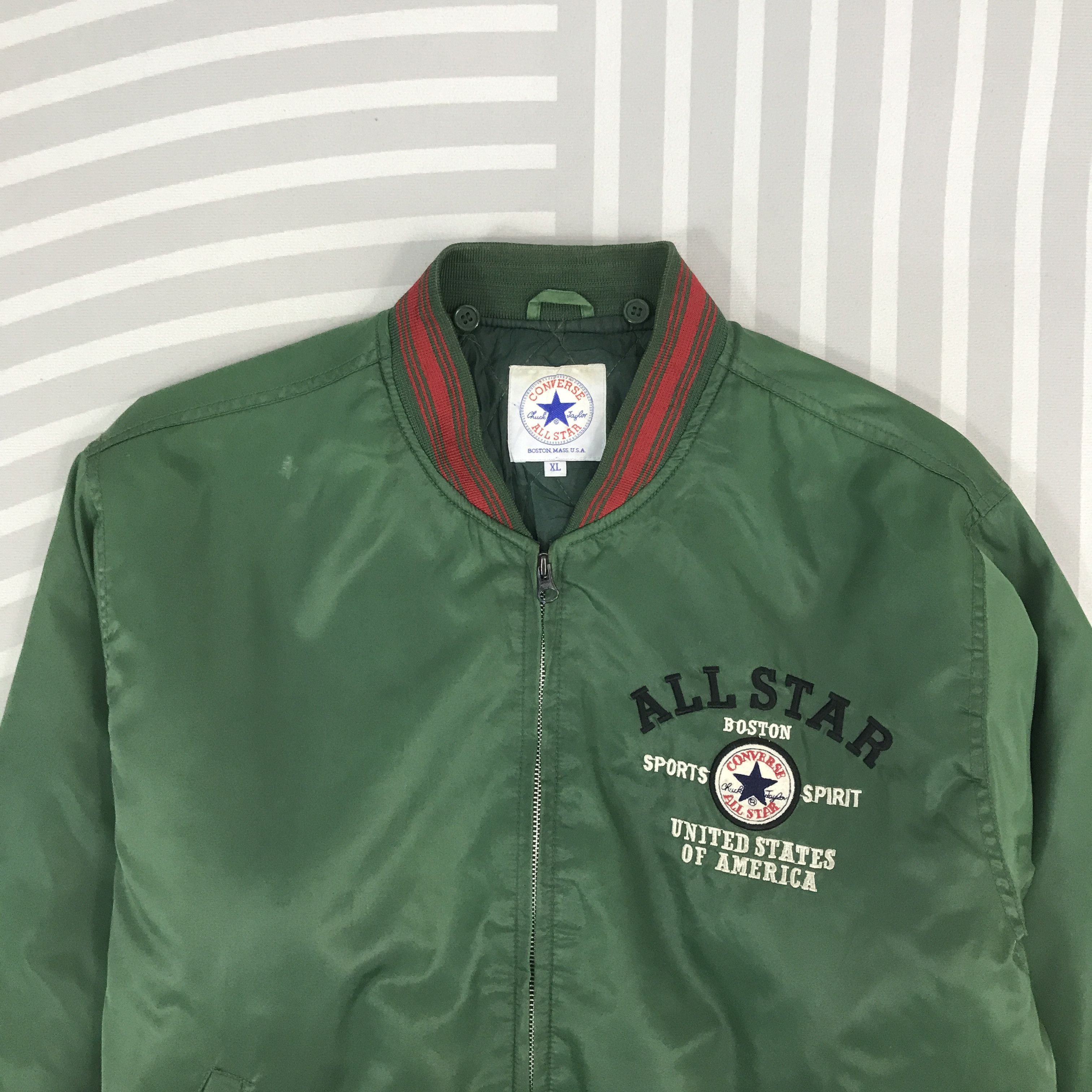 Converse × Vintage Vintage Converse All Star Bomber green Jacket Size US XL / EU 56 / 4 - 2 Thumbnail