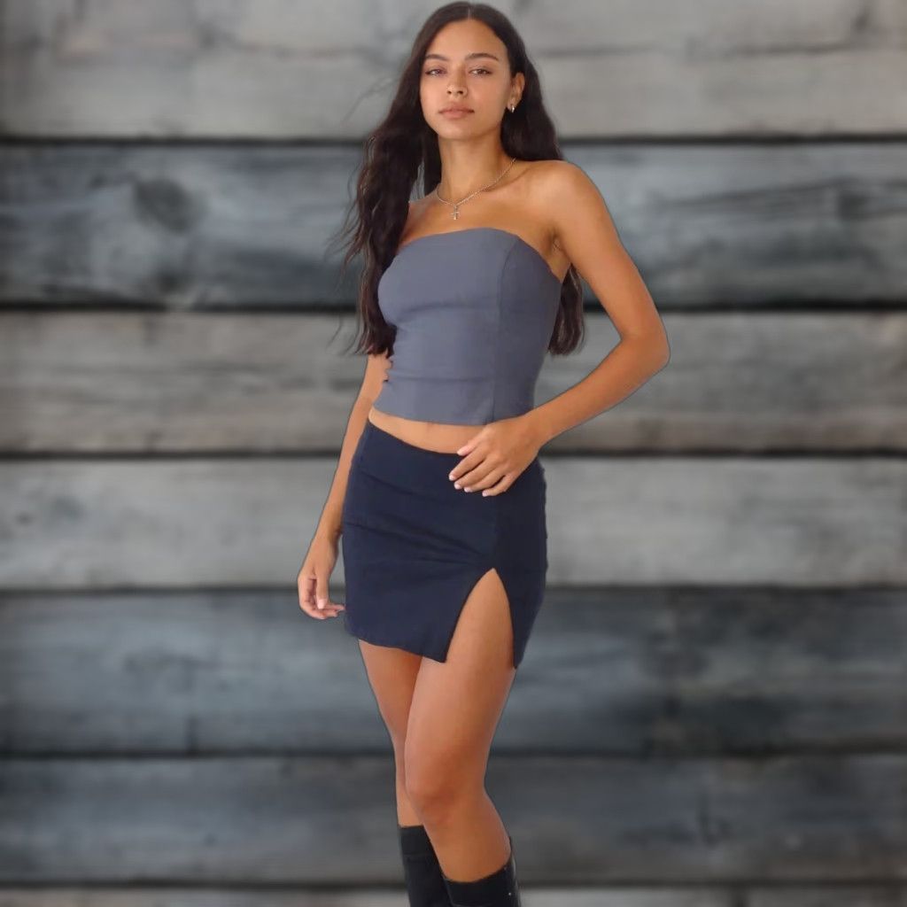 Motel Rocks Short Black Skirt A Line Motel Rocks Cheap Denim Mini - Main Image