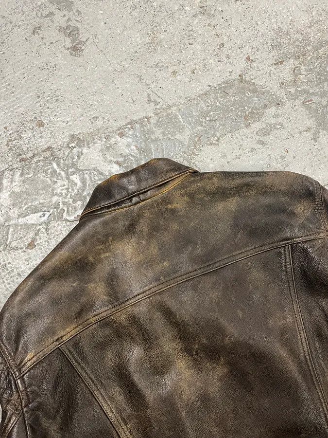 Levi's Levi’s Buffalo Brown Faded Leather Trucker Jacket Size US M / EU 48-50 / 2 - 5 Thumbnail