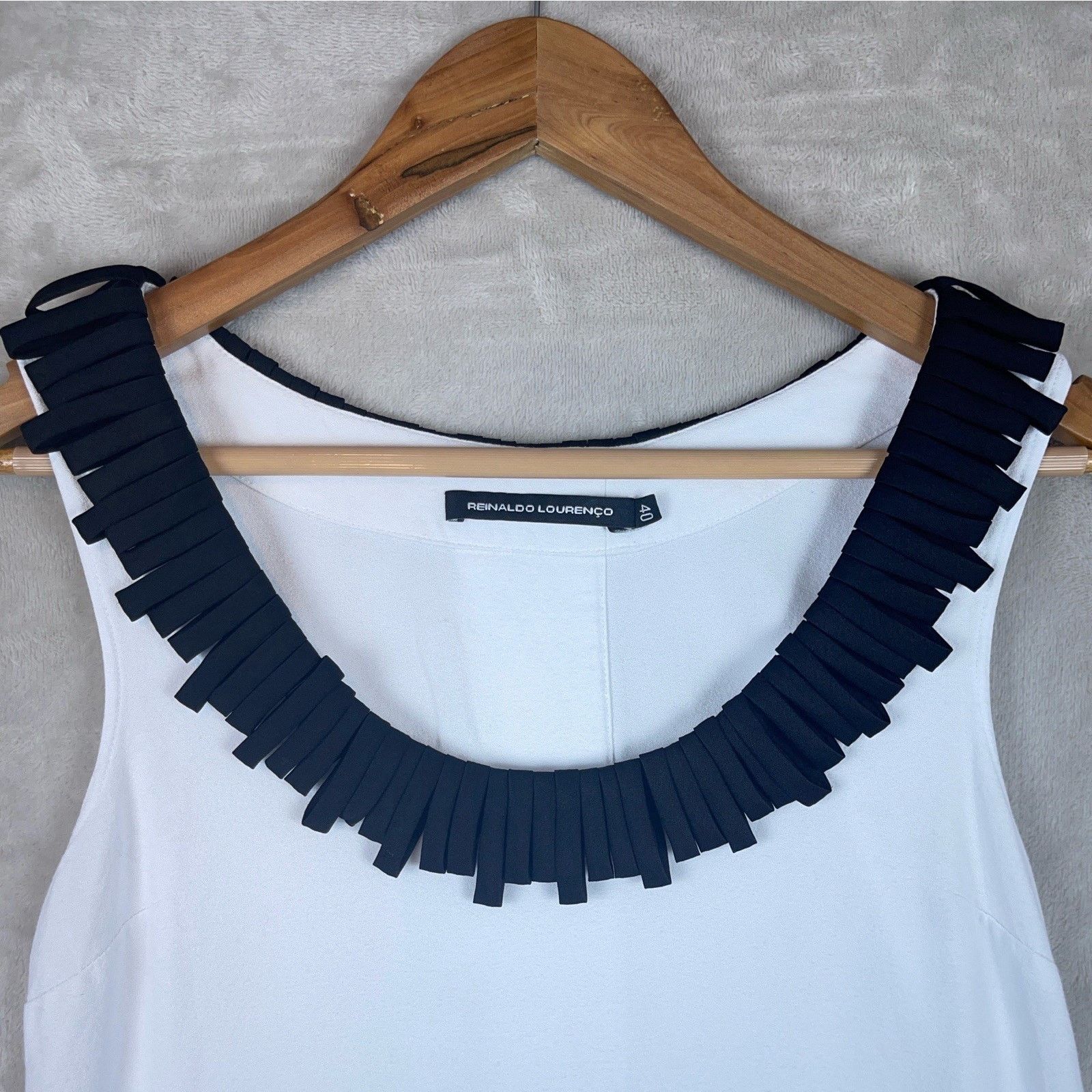 Other Reinaldo Lourenço Fringe Neckline Sleeveless Blouse Medium Size M / US 6-8 / IT 42-44 - 2 Thumbnail
