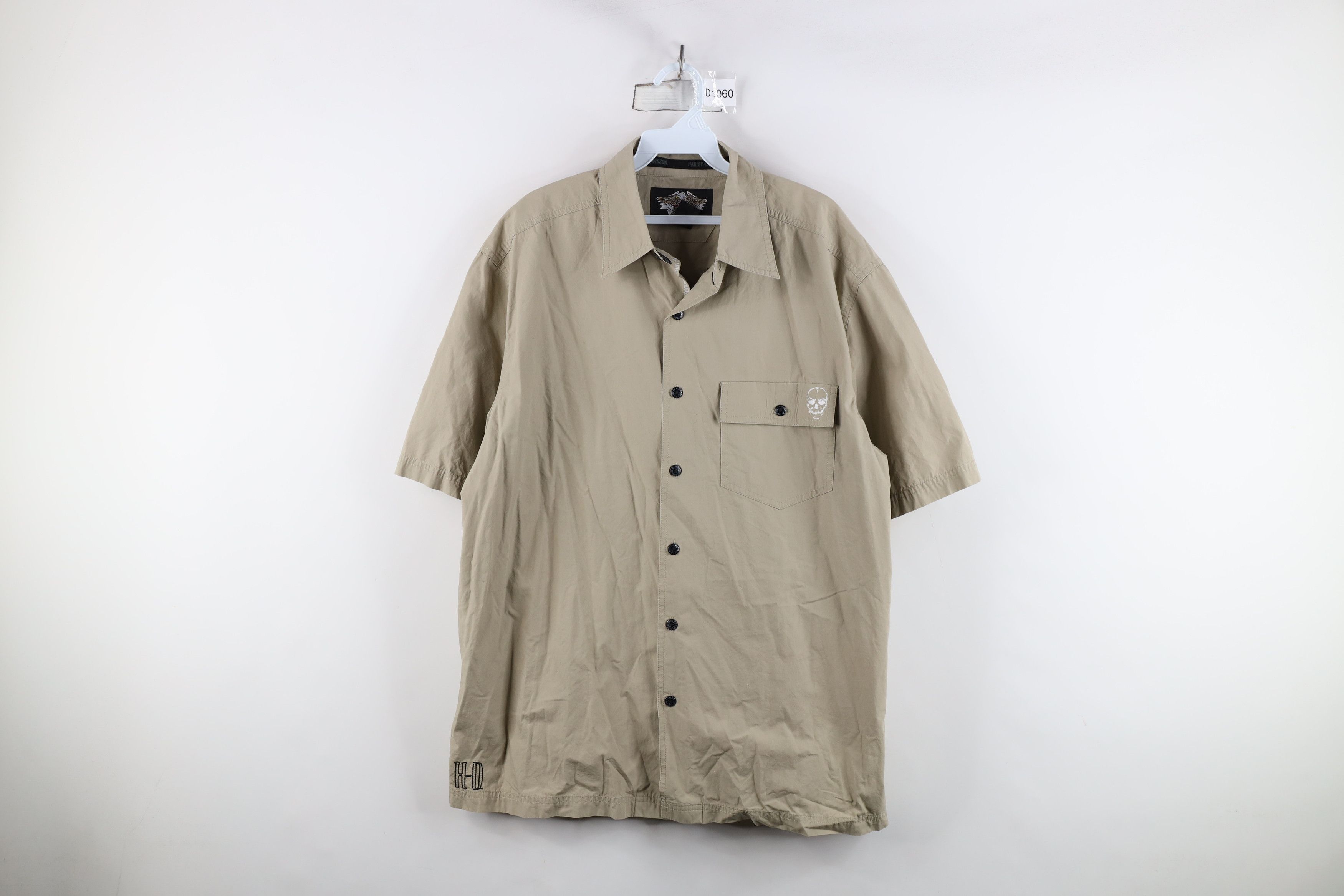 Harley Davidson × Vintage Vintage Harley Davidson Skull Short Sleeve Button Shirt Size US L / EU 52-54 / 3 - 1 Thumbnail