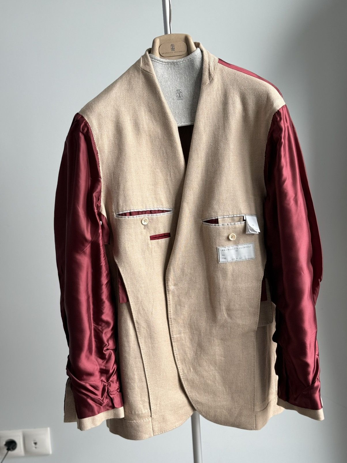 Brunello Cucinelli NWT Brunello Cucinelli Wool Linen Silk Beige Blazer Mens 50 Size 40R - 8 Thumbnail
