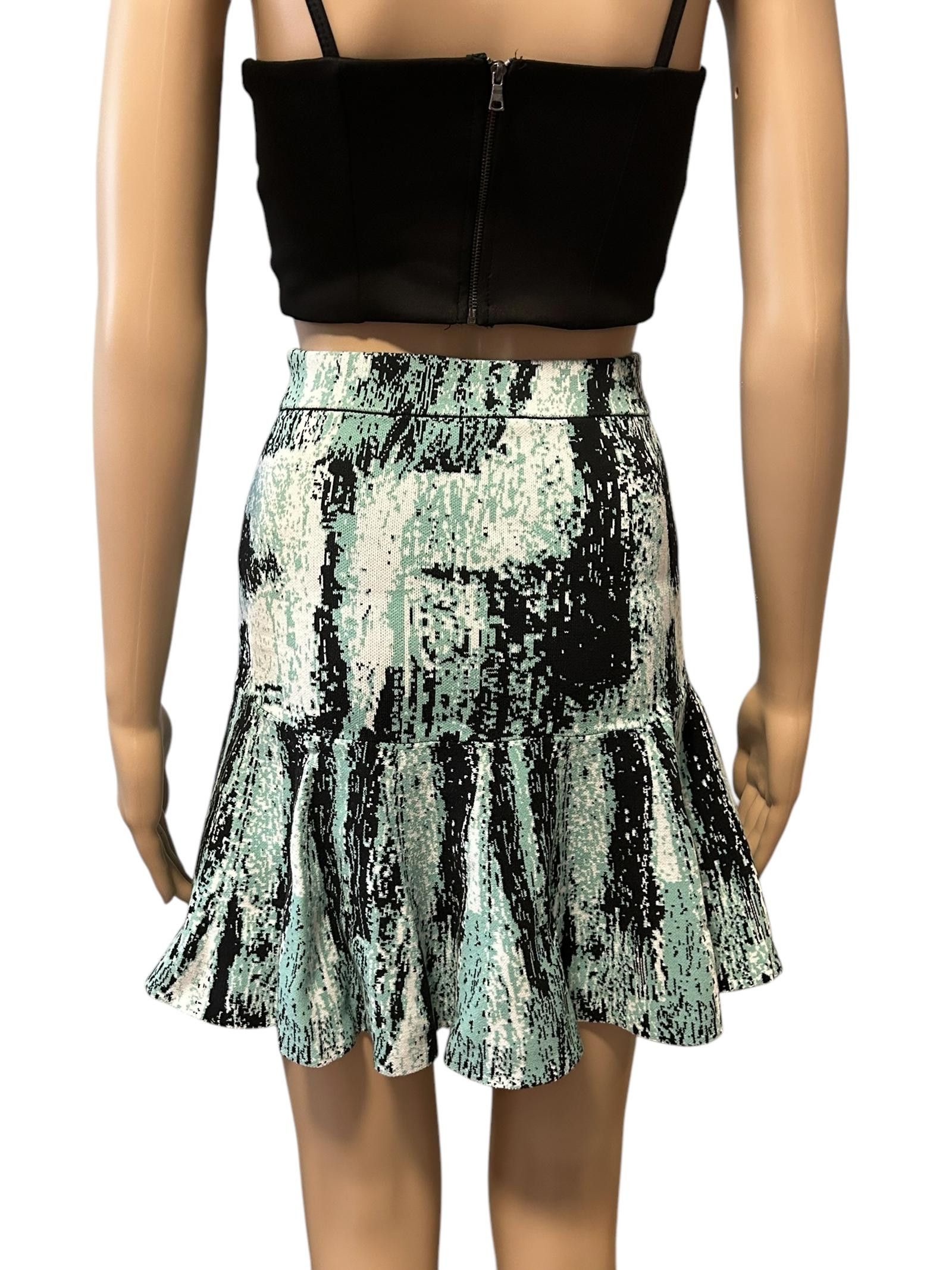 Bcbgmaxazria Flirty Ruffled Skirt with Abstract Print Size 28" / US 6 / IT 42 - 2 Thumbnail