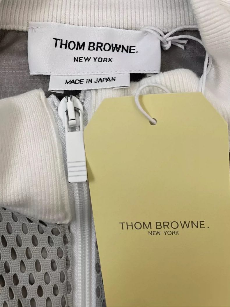 Thom Browne Thom Browne size1 Gray and white mesh zipper jacket Size US S / EU 44-46 / 1 - 4 Thumbnail