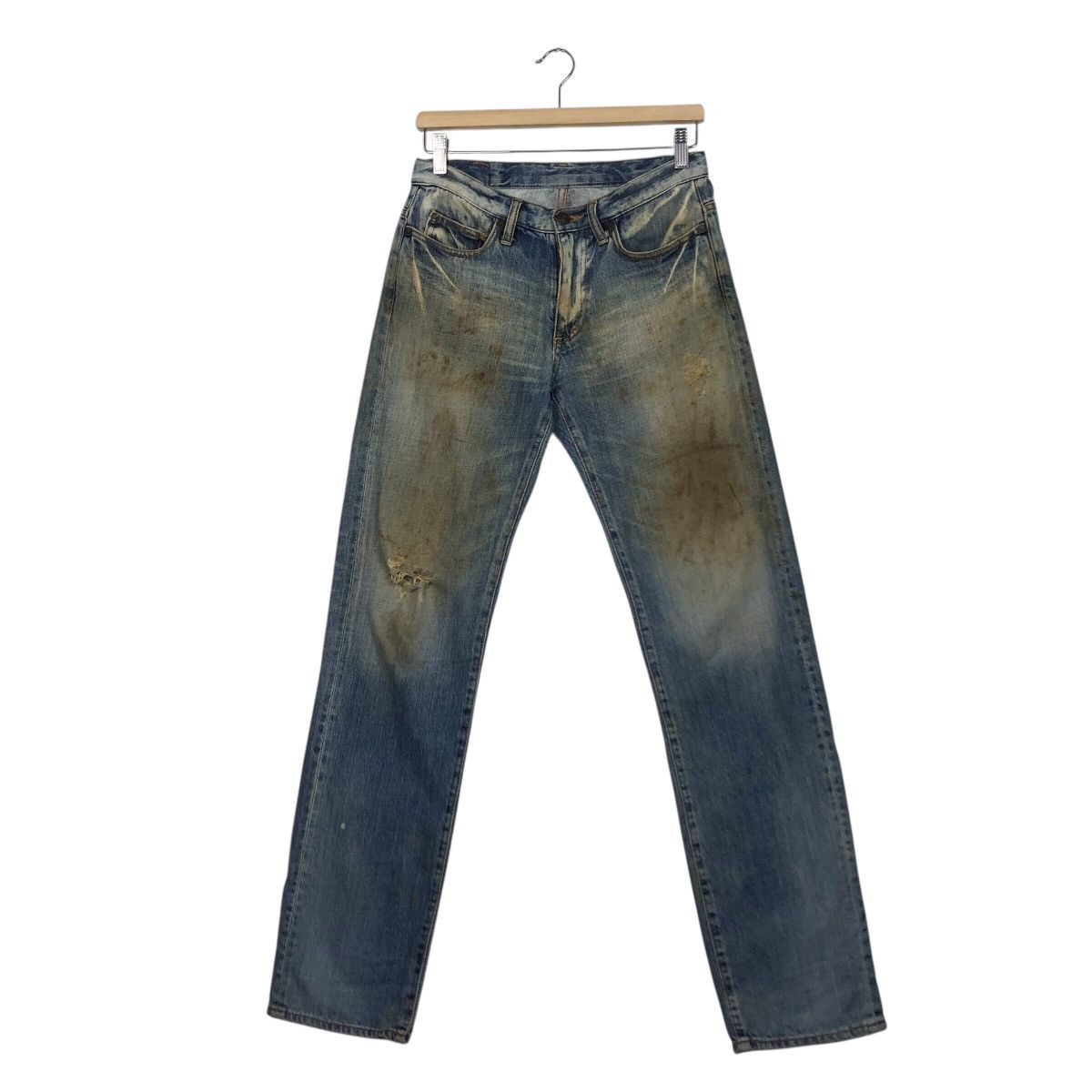 Japanese Brand SHIPS 1975 Repro Workwear Jeans – Destroyed Knees Grime Fade Size 30" / US 8 / IT 44 - 2 Thumbnail