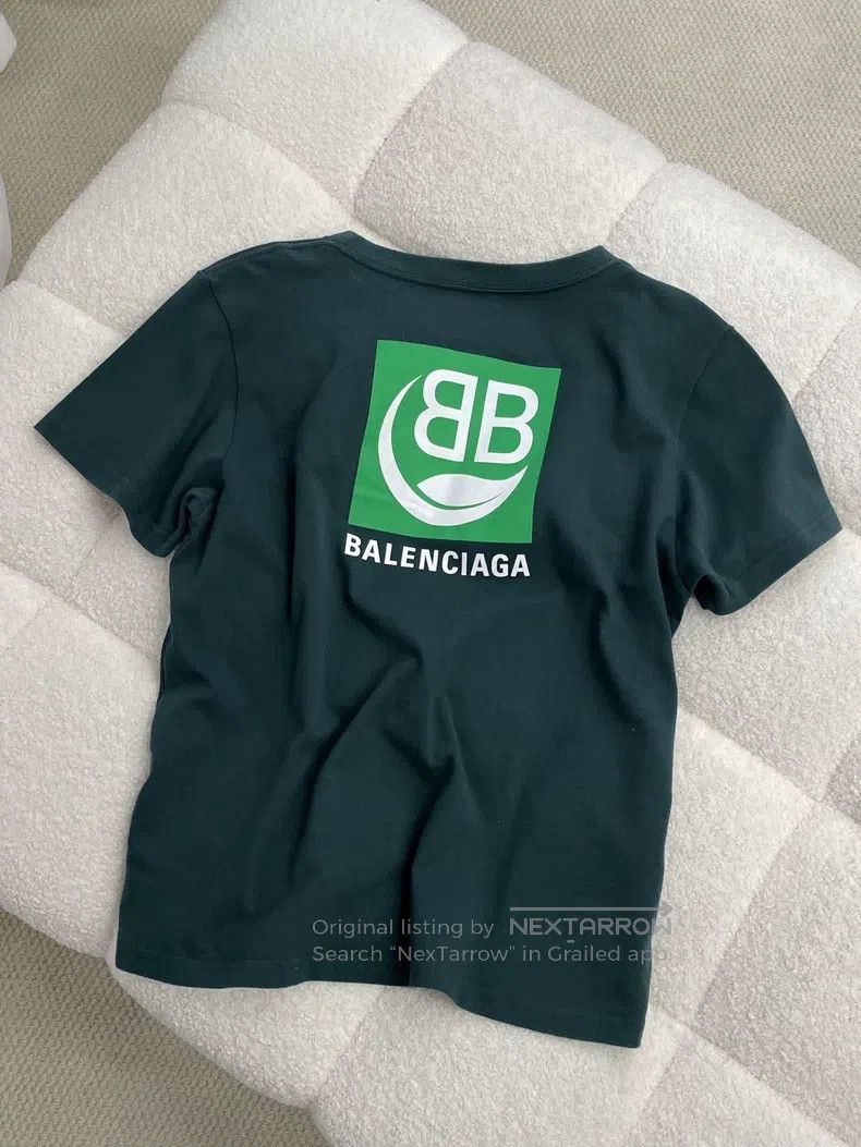 Balenciaga Balenciaga Green Short Sleeve T-Shirt Size US L / EU 52-54 / 3 - 2 Thumbnail