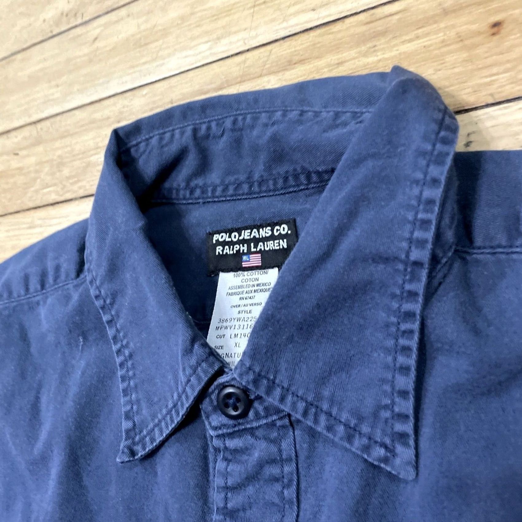 Polo Ralph Lauren VINTAGE Polo Jeans Co. Ralph Lauren Shirt Men XL Twill Blue Y2K Streetwear Signature 90s Classic Button-Up Size US XL / EU 56 / 4 - 6 Thumbnail