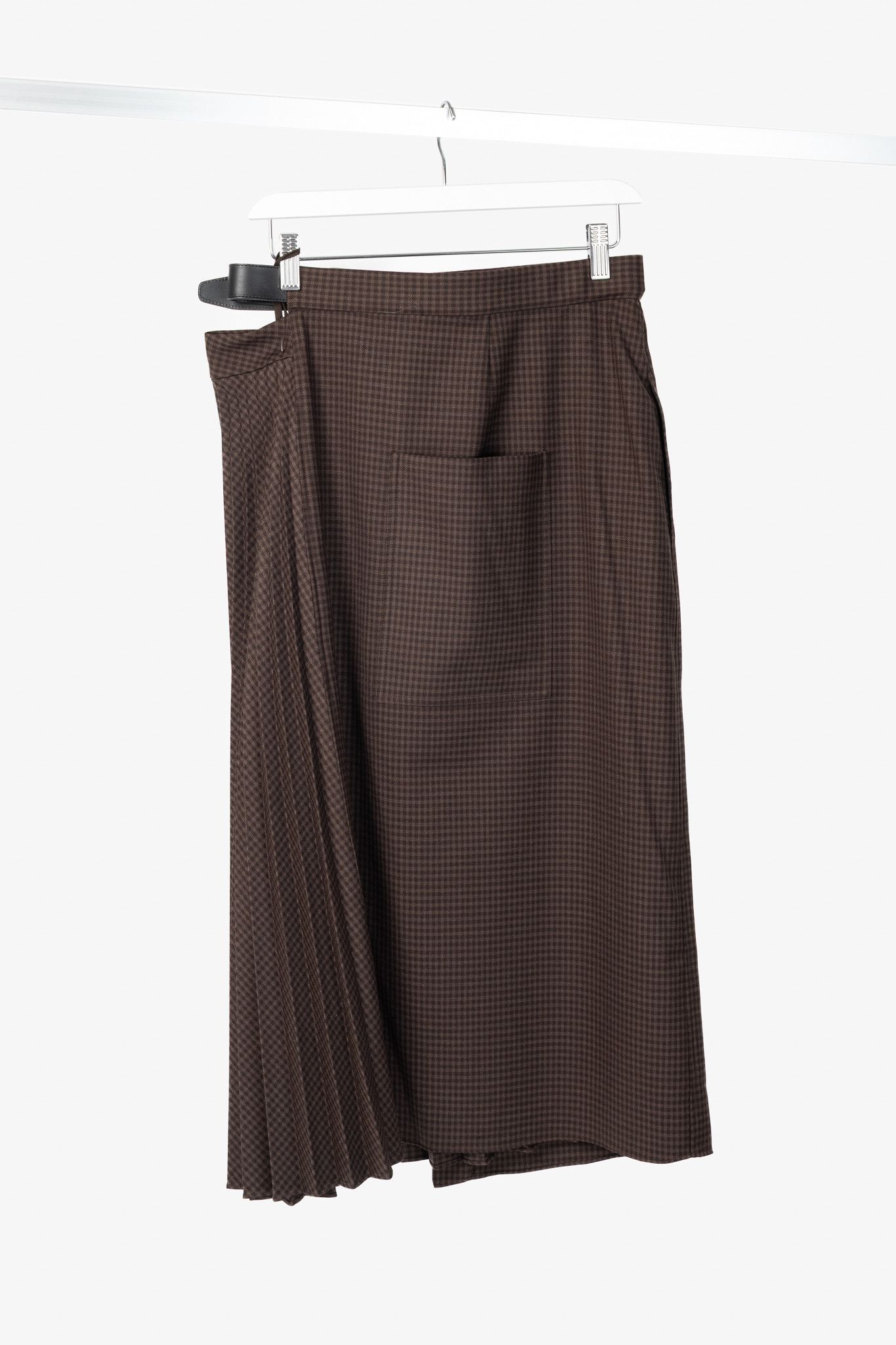 Tibi Tibi Brown Multi Jett Suiting Plaid Pleated Wrap Skirt Size 28" / US 6 / IT 42 - 2 Thumbnail