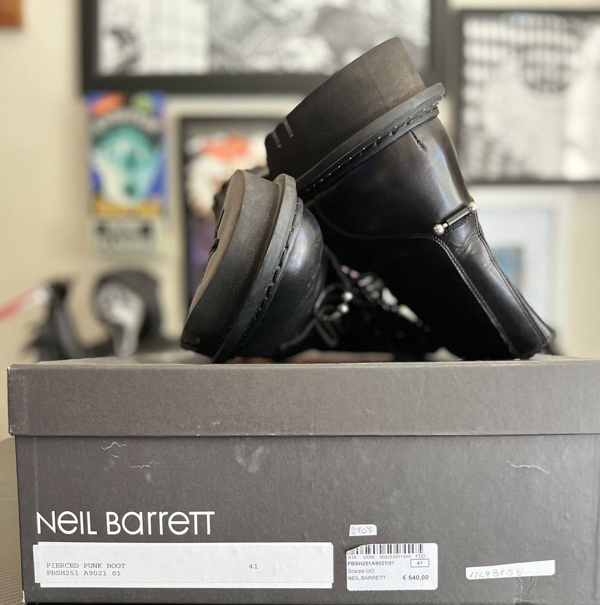 Neil Barrett FW15 PIERCED SEPTUM ZIP LEATHER COMBAT BOOT Size US 8 / EU 41 - 6 Thumbnail