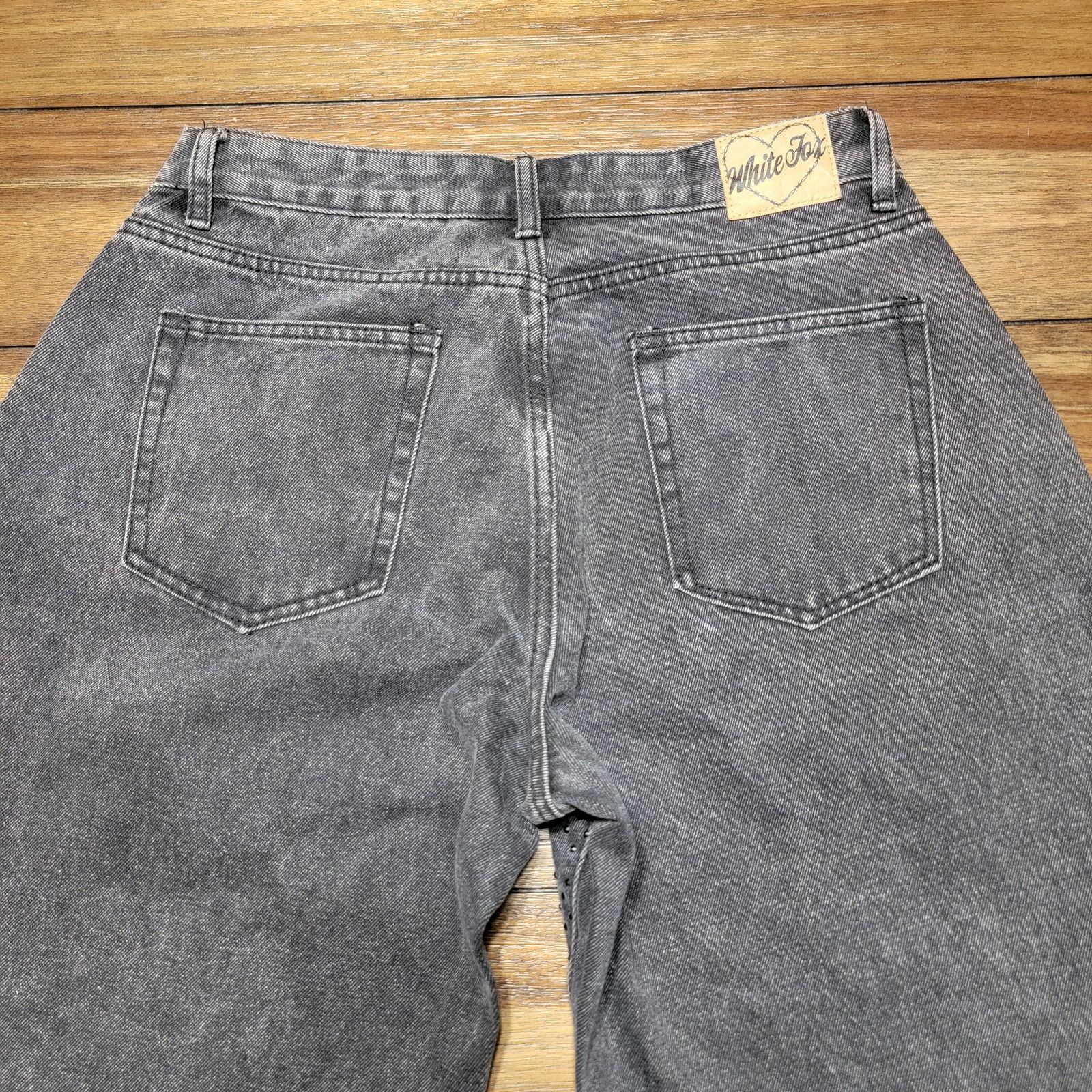 Other White Fox Black Denim Wide Leg Jeans w/ Front Studs - Large Size 30" / US 8 / IT 44 - 4 Thumbnail