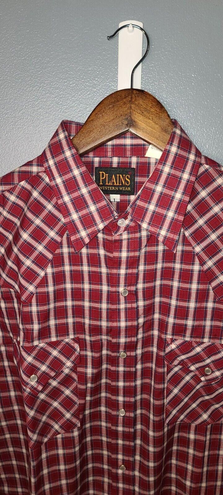 Designer Plains Western Wear Pearl Snap Large Burgundy Men's Size US L / EU 52-54 / 3 - 3 Thumbnail