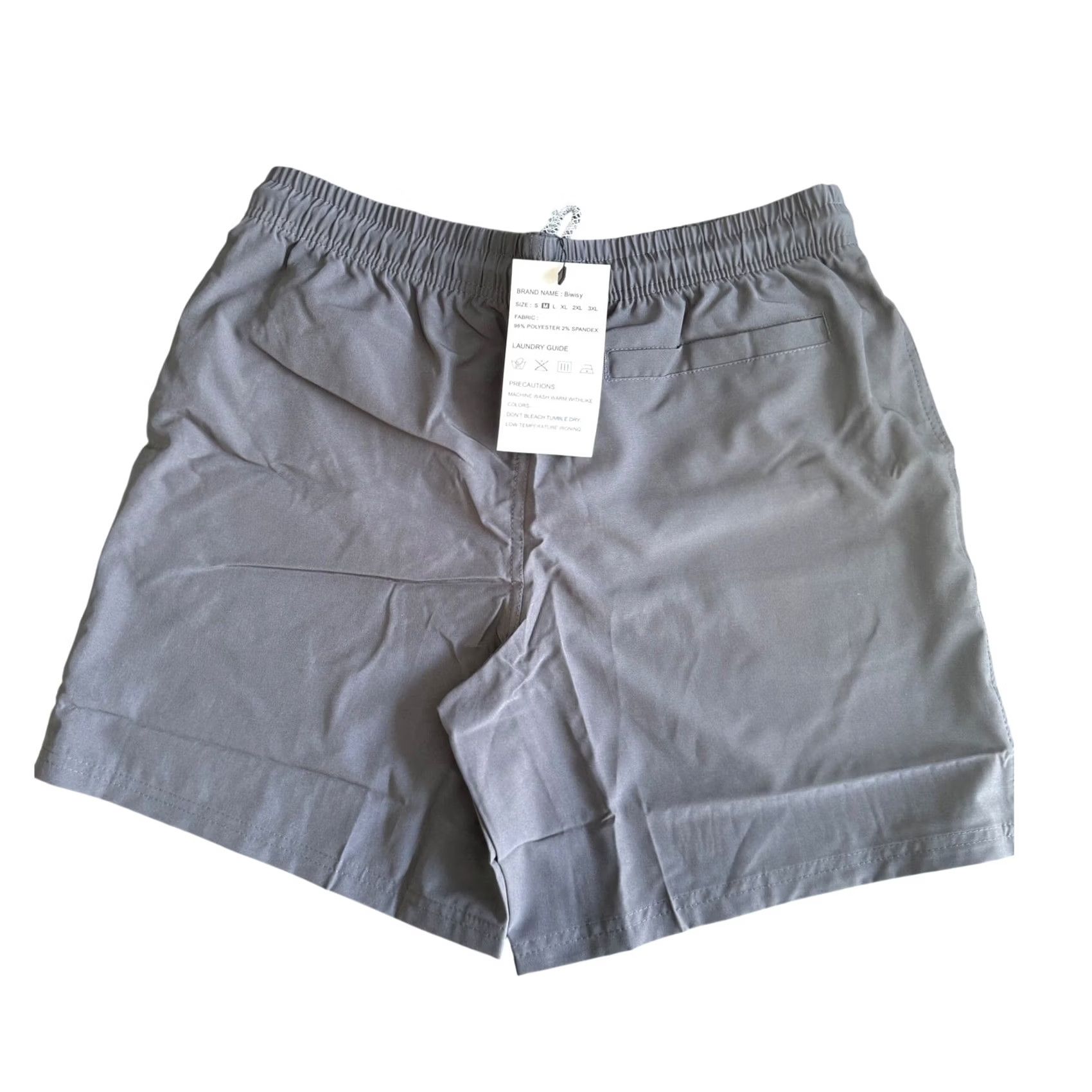 Vintage Trunks Shorts Mens M Gray Biwisy Swim Quick Dry Elastic Waist Drawstring Beach Men Size US 31 - 6 Thumbnail