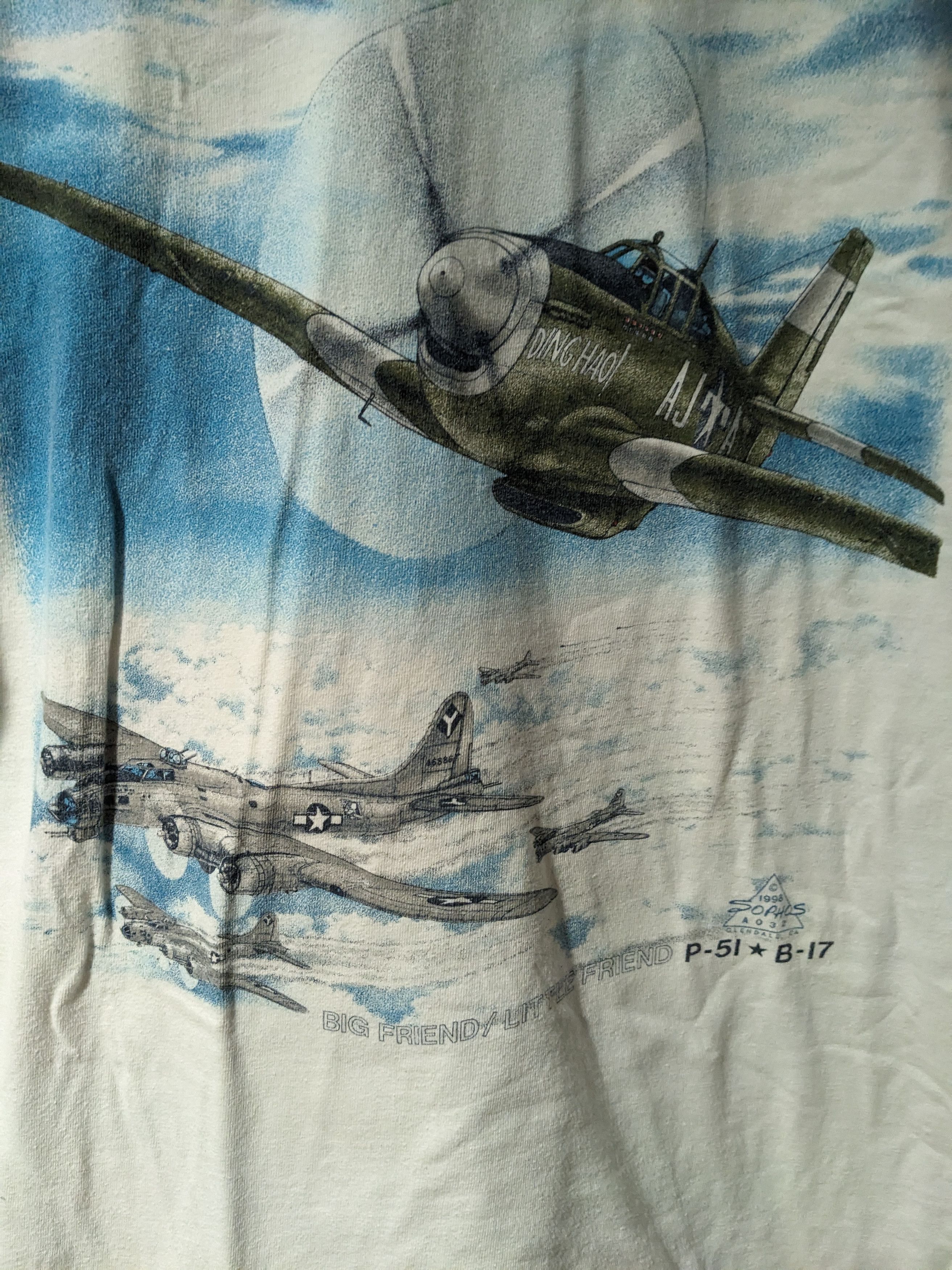 American Rag Vintage 1998 P-51 B-17 Airplanes Aircraft Airforce T-Shirt Size US L / EU 52-54 / 3 - 2 Thumbnail