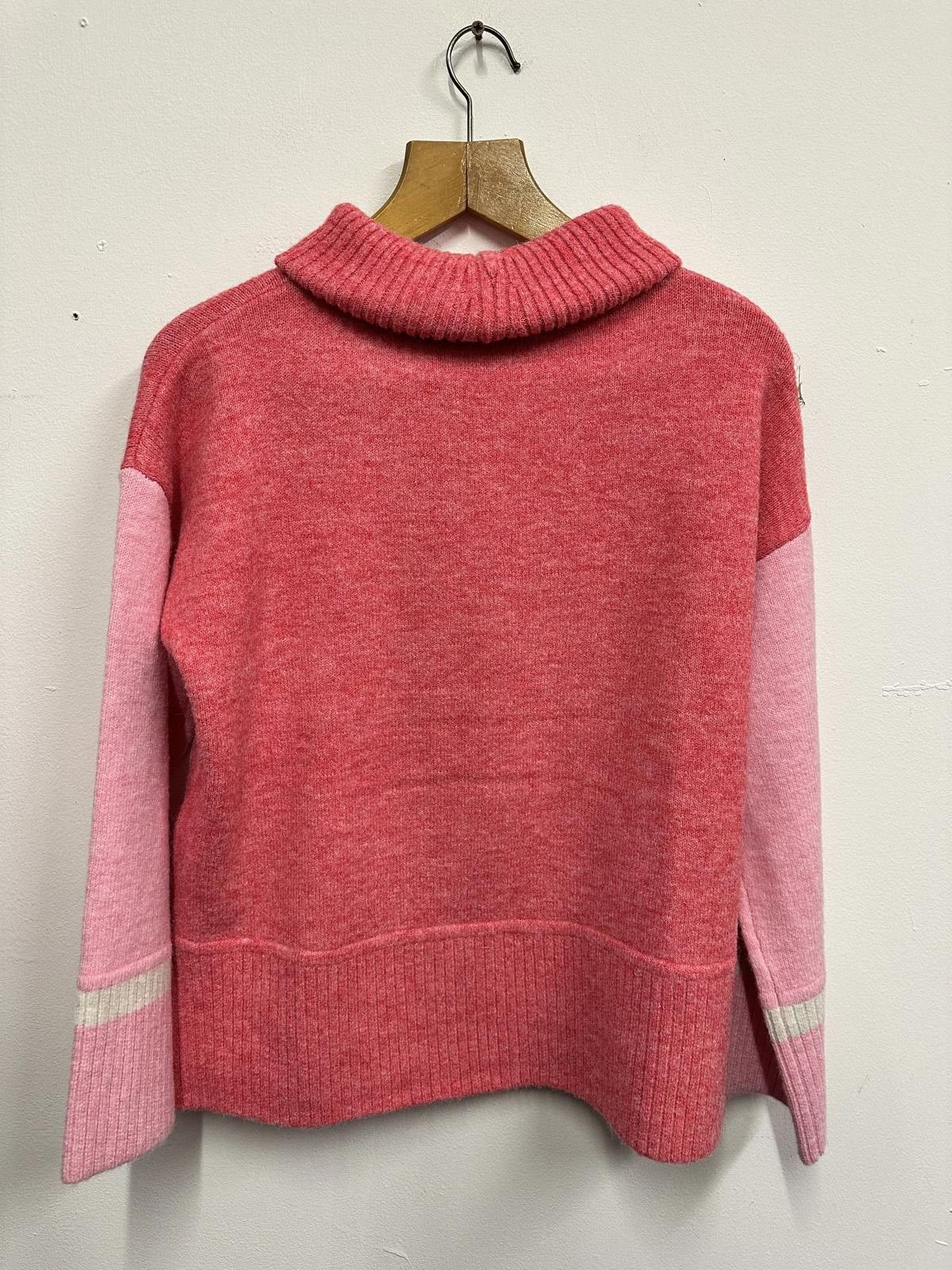 Other Oliver Bonas Pink and Coral Colourblock Turtleneck Sweater Size M / US 6-8 / IT 42-44 - 2 Thumbnail