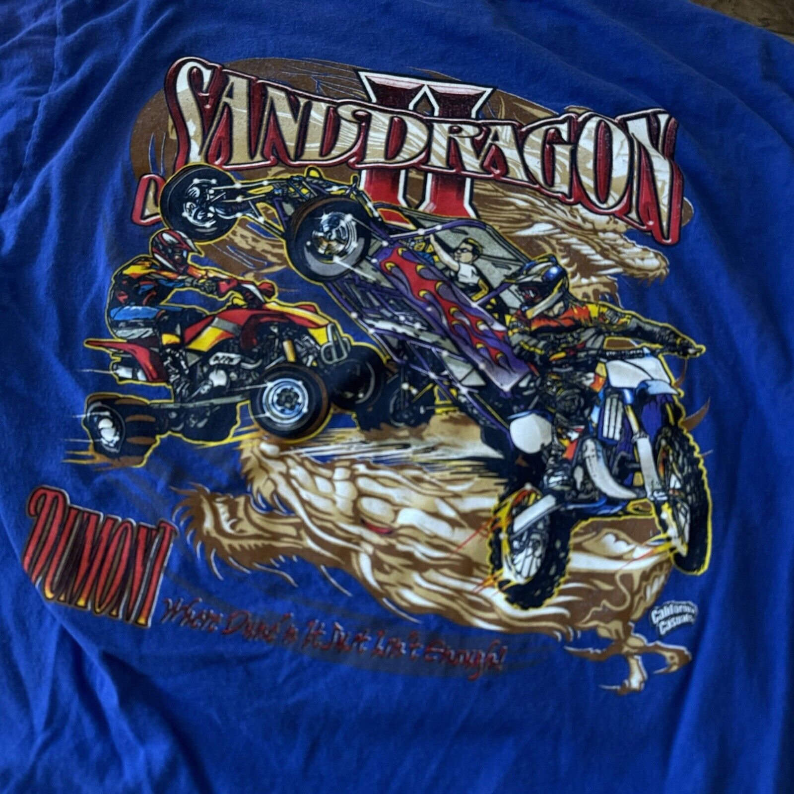 Hanes Vintage Sand Dragon Dirt Dunes Motocross Blue Long Sleeve Size US XL / EU 56 / 4 - 6 Thumbnail