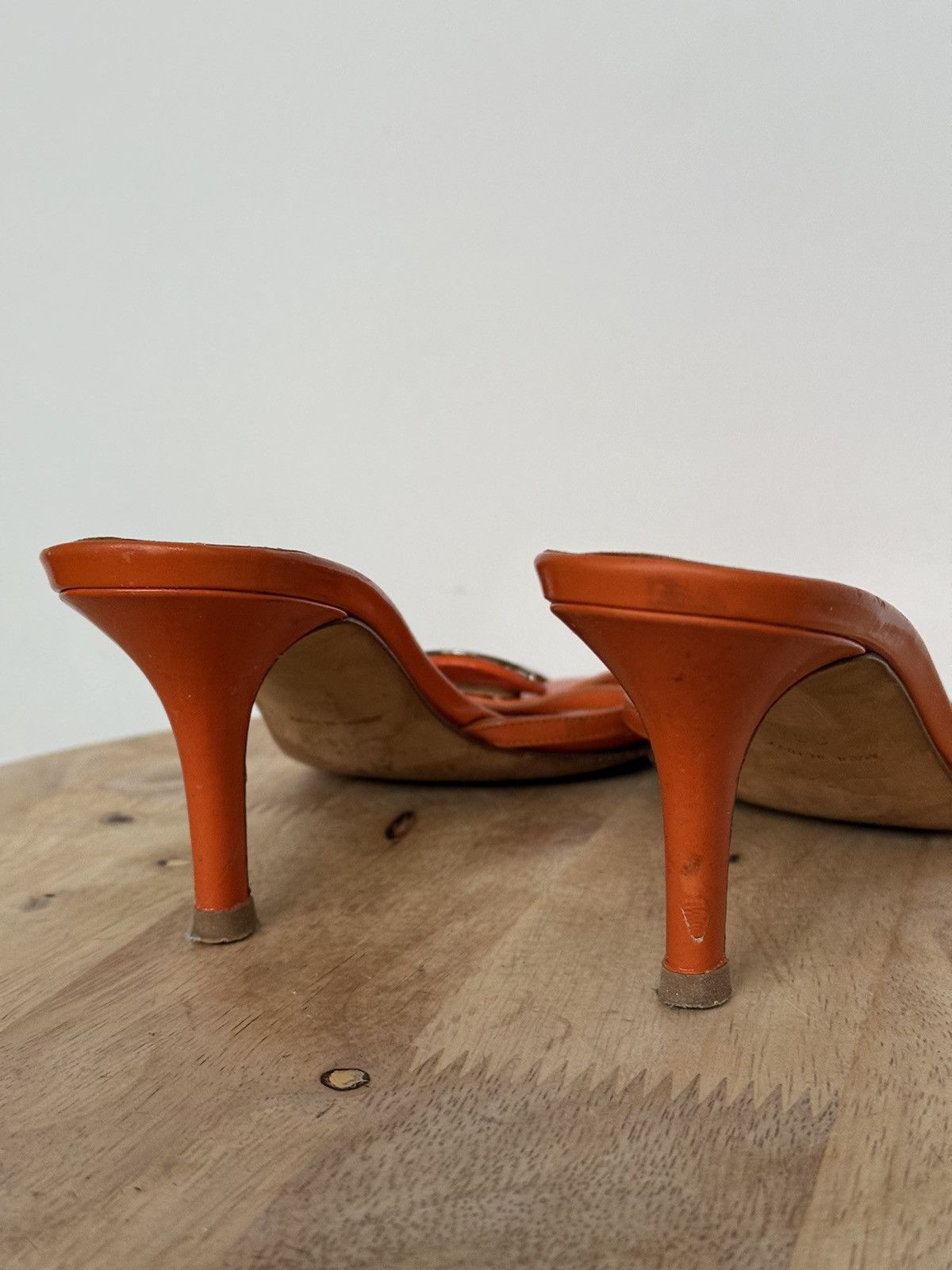 Dior × Vintage Dior Orange Leather Mules Sandals Straps Size US 6 / IT 36 - 8 Thumbnail