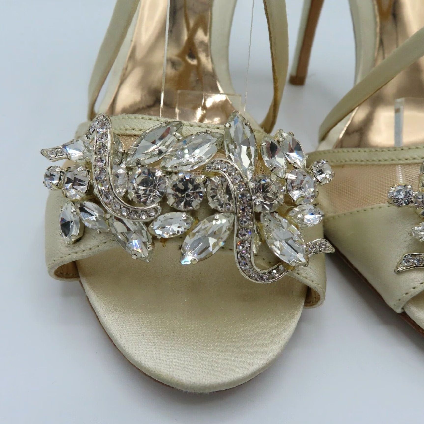 Badgley Mischka Badgley Mischka Womens Heels 6 Ivory Rhinestone Strappy Open Toe Prom Wedding Size US 6 / IT 36 - 3 Thumbnail