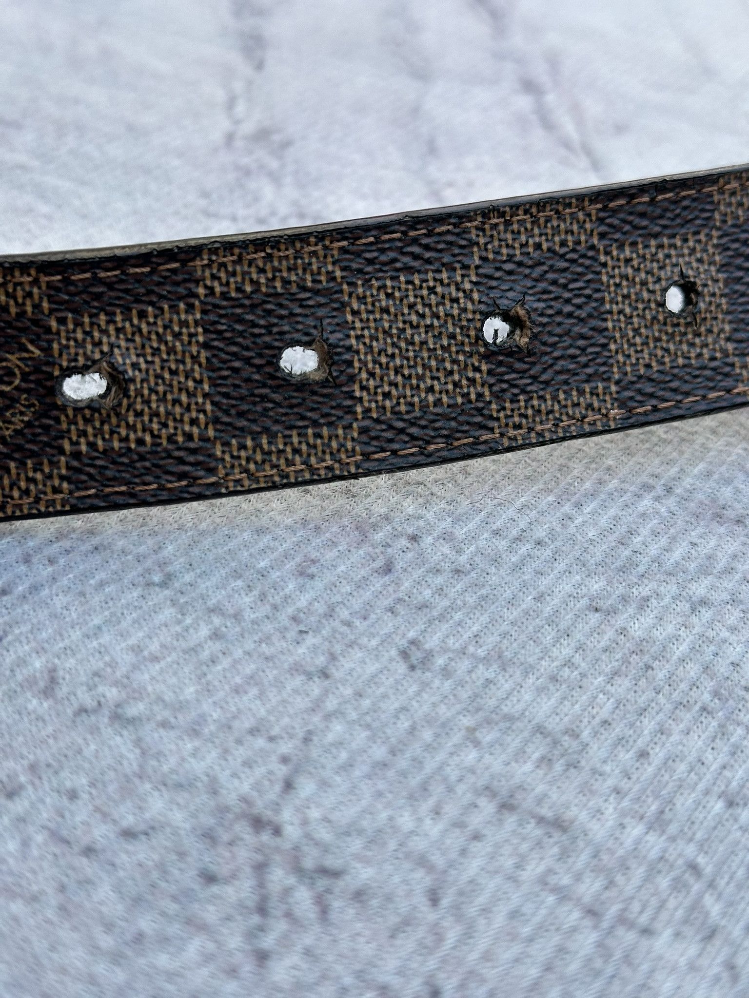 Louis Vuitton Louis Vuitton Belt Ebene Damier Check Classic Buckle Brown Size 36 - 8 Thumbnail