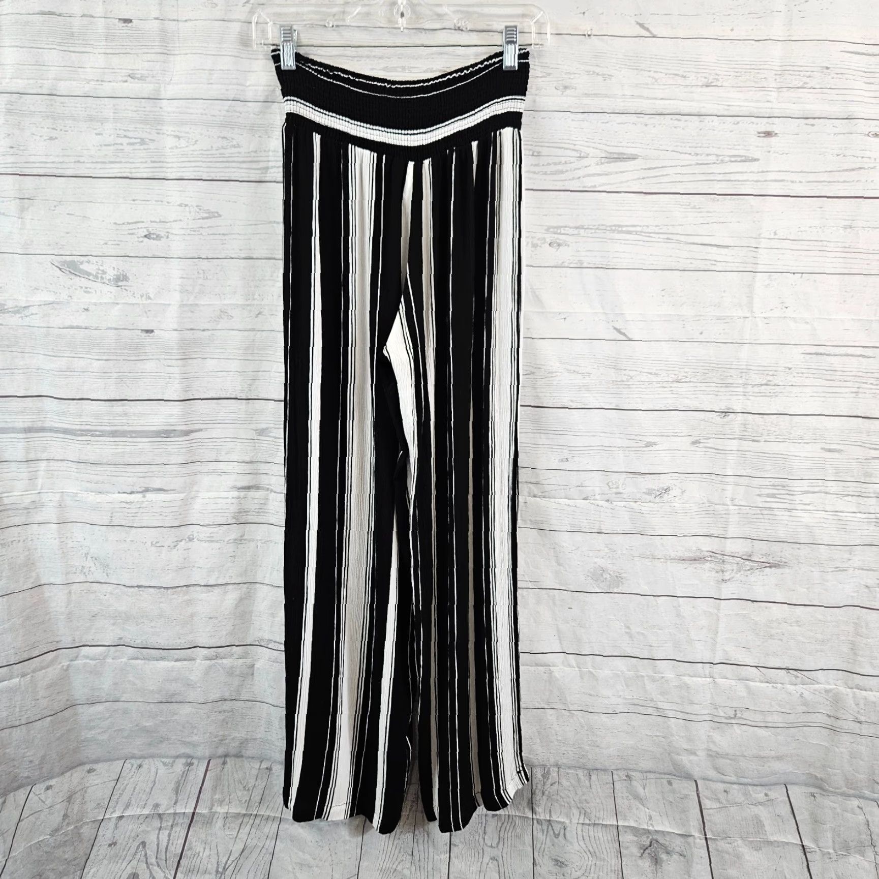 Ralph Lauren Lauren Ralph Lauren Womens Pants Small Black White Stripe Smocked Waist Pants Raglan Stripe Pull On Retro Ready-to-Wear Womens Size 28" / US 6 / IT 42 - 3 Thumbnail