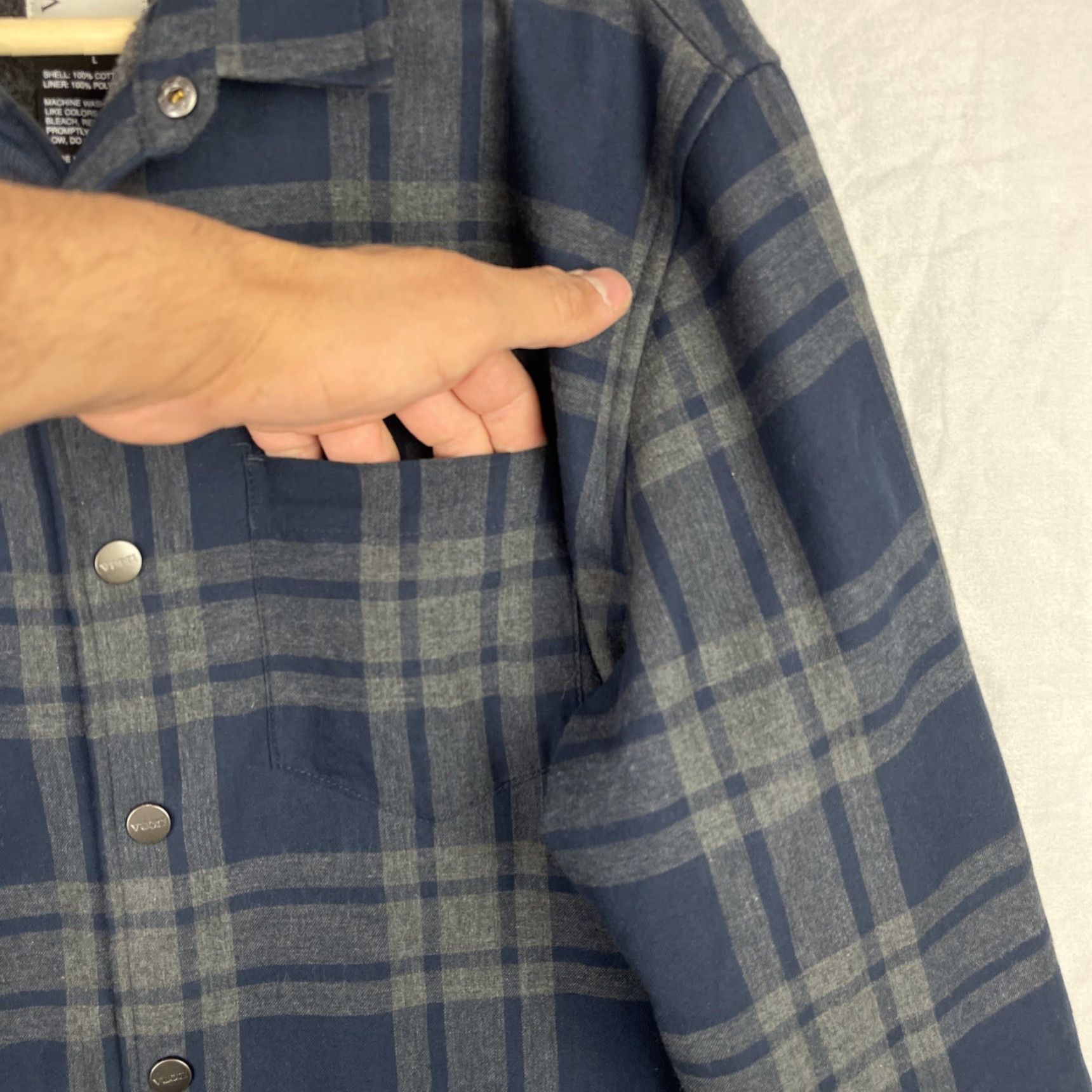 Vuori VINTAGE Vuori Range Jacket Mens Large Blue Plaid Shacket Fleece Lined Snap Size US L / EU 52-54 / 3 - 3 Thumbnail