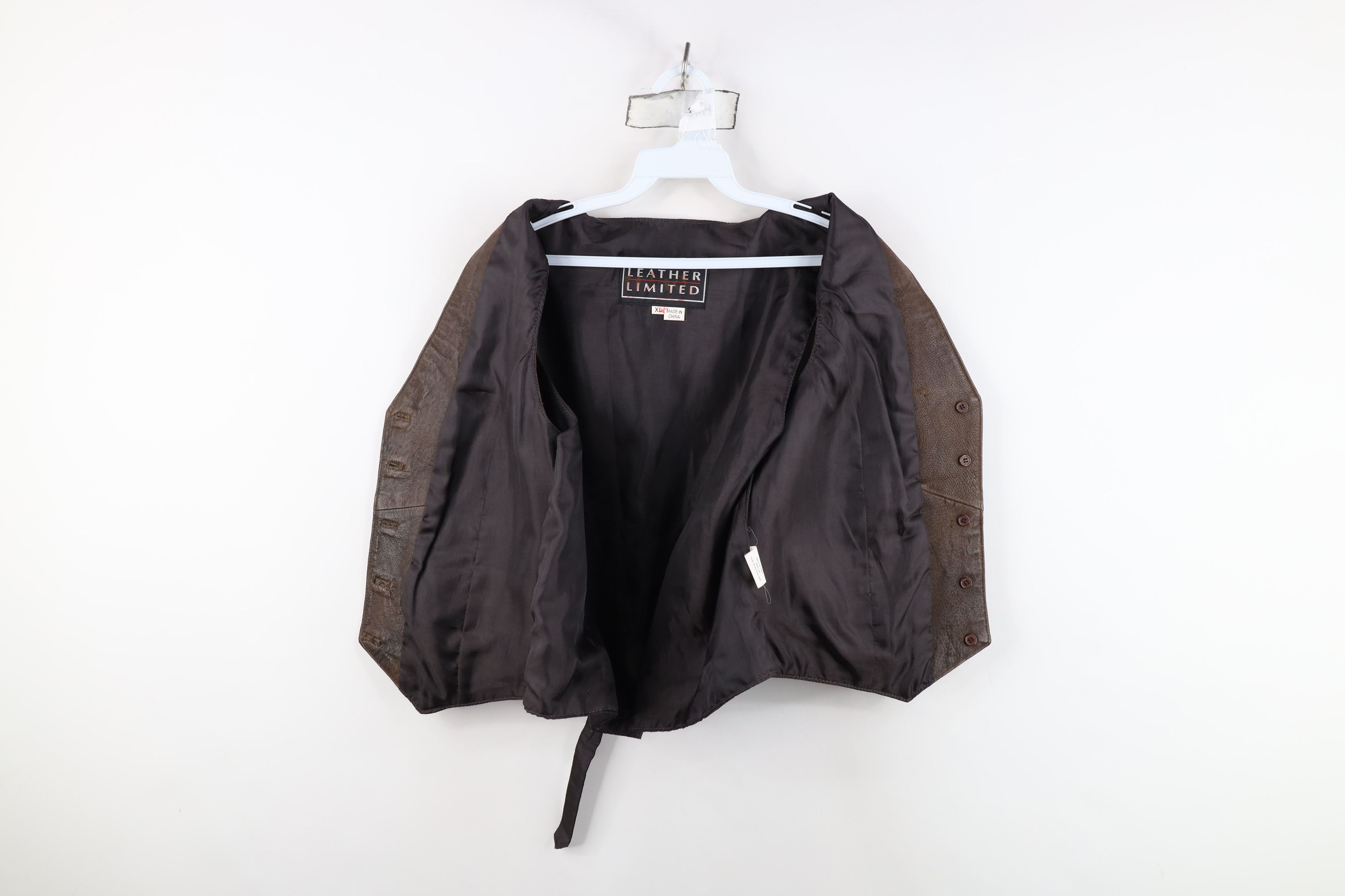 Vintage Vintage 90s Streetwear Buckle Back Leather Vest Jacket Brown Size XL / US 12-14 / IT 48-50 - 10 Thumbnail