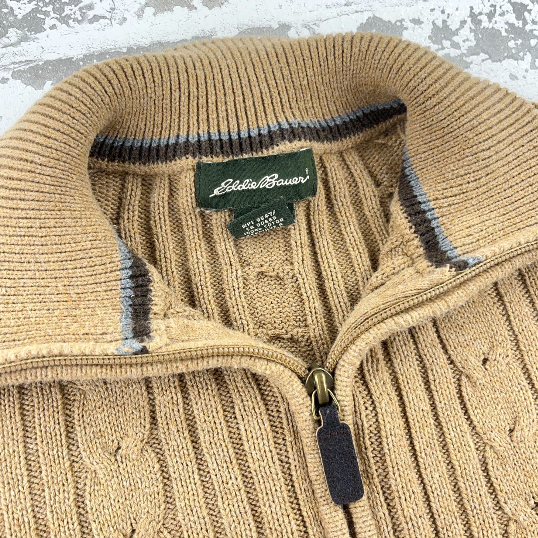 Eddie Bauer Eddie Bauer Sweater Men Large Tall Brown Heavy Cable Knit Pullover Textured Size US L / EU 52-54 / 3 - 6 Thumbnail