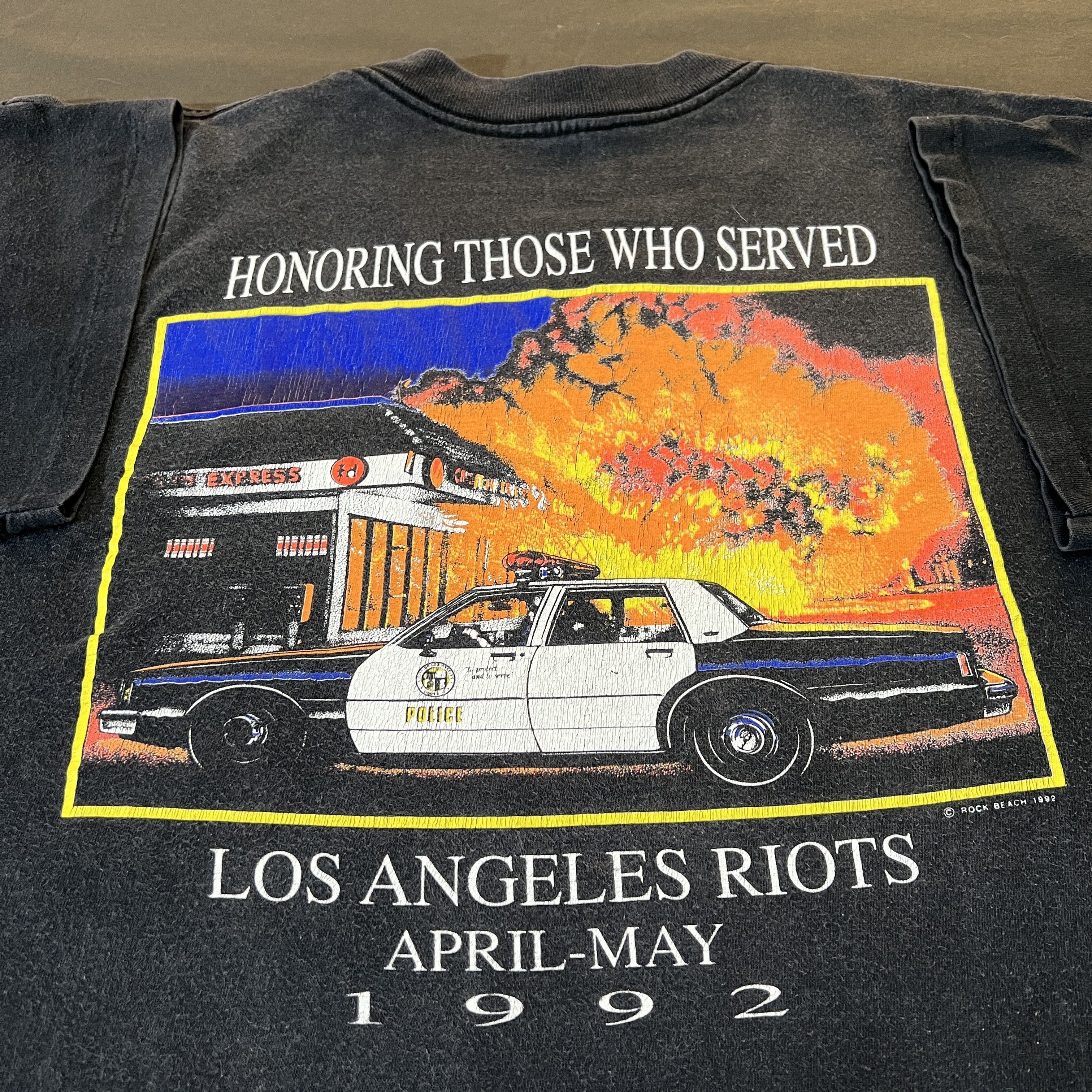 Vintage Vintage 1992 Los Angeles Riots Tee Faded LAPD Rodney King Size US XL / EU 56 / 4 - 2 Thumbnail
