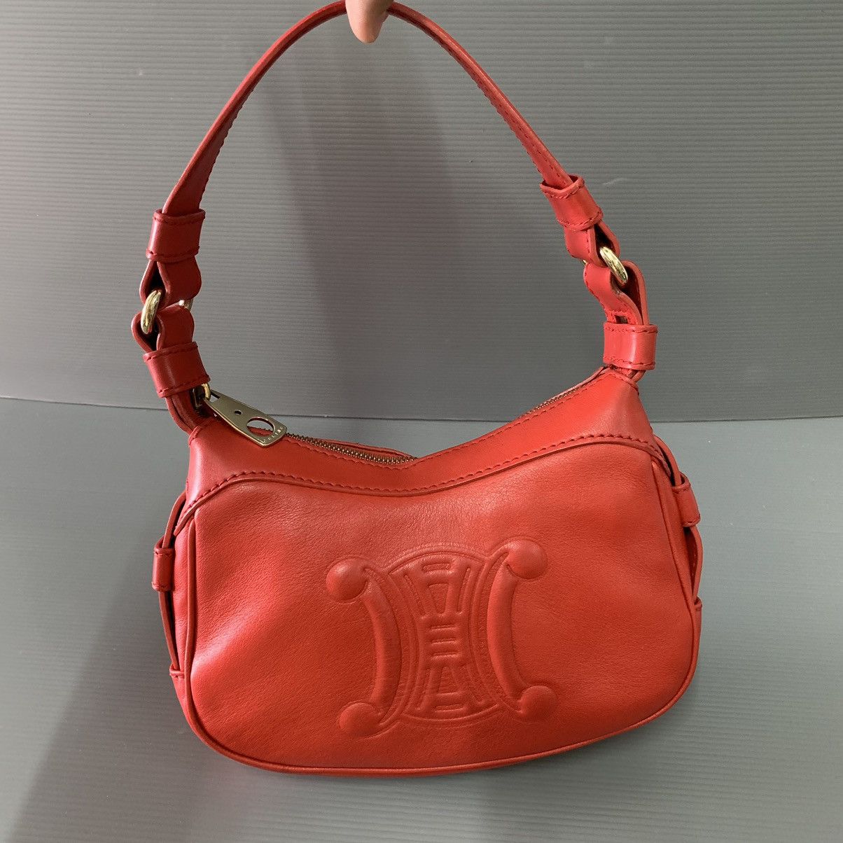 Celine Celine Hobo Pochette Red Leather Dinner Pre-Owned Bag Size ONE SIZE - 11 Thumbnail