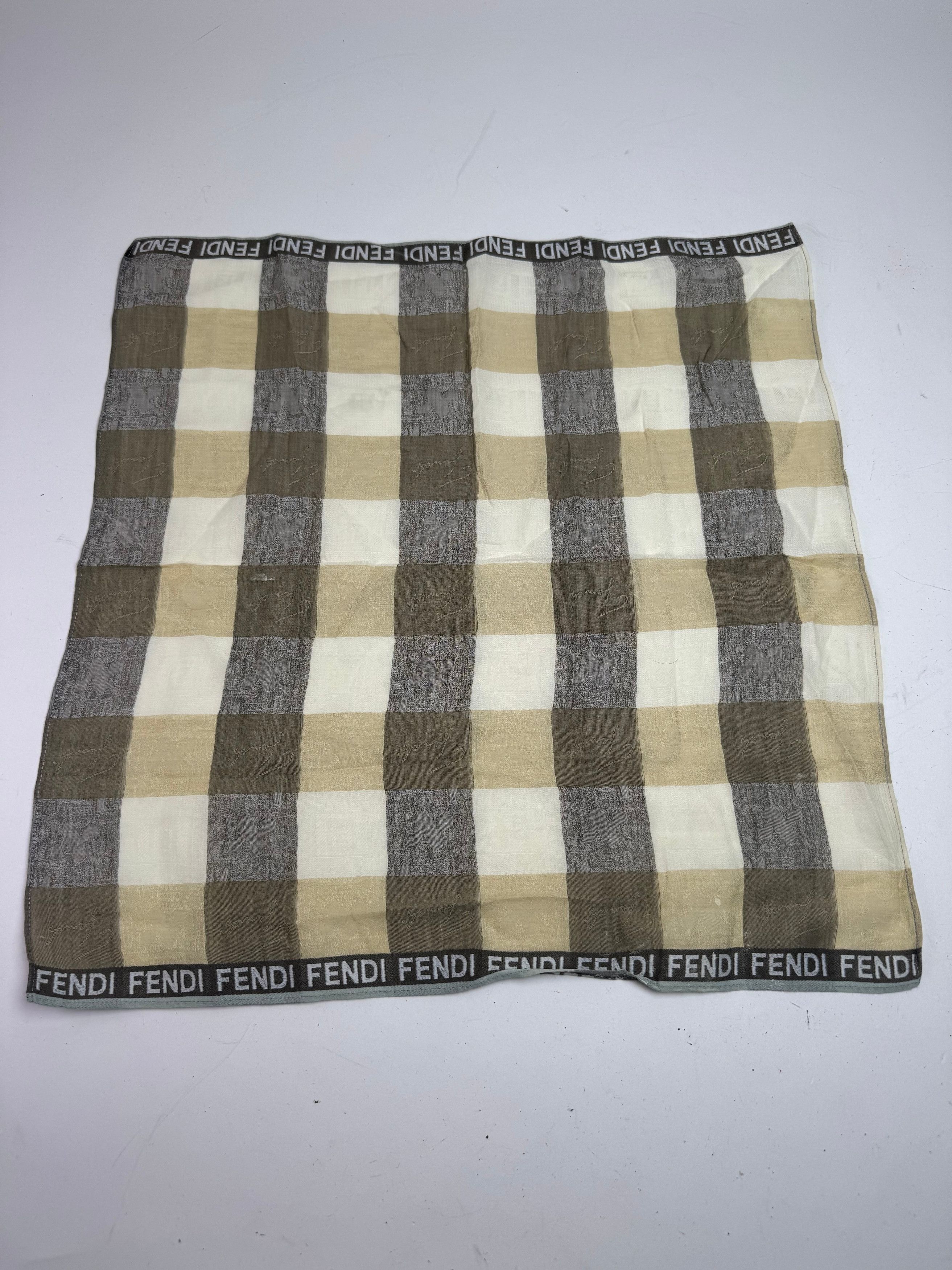 Fendi Vintage Checked Scarf Brown white Size ONE SIZE - 1 Thumbnail