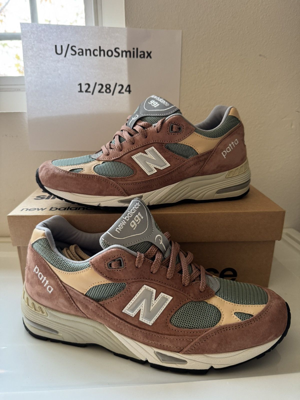 patta x new balance 991 dusty pink