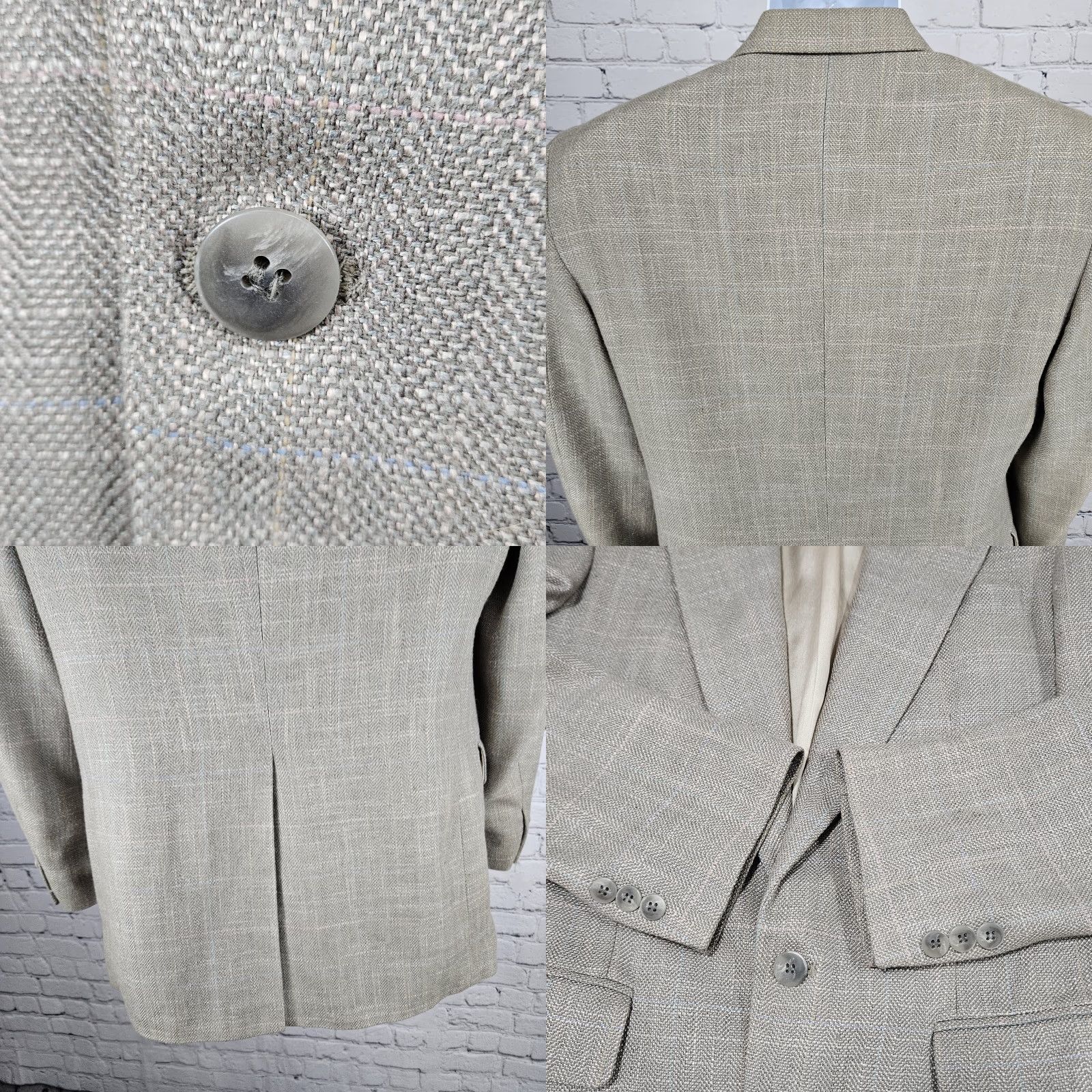 Haggar VTG Haggar Sport Coat Beige Check 2 Button Vented Notch Blazer USA 38 Men Suit Coat 40 Chest 38 Regular Size 38R - 8 Thumbnail