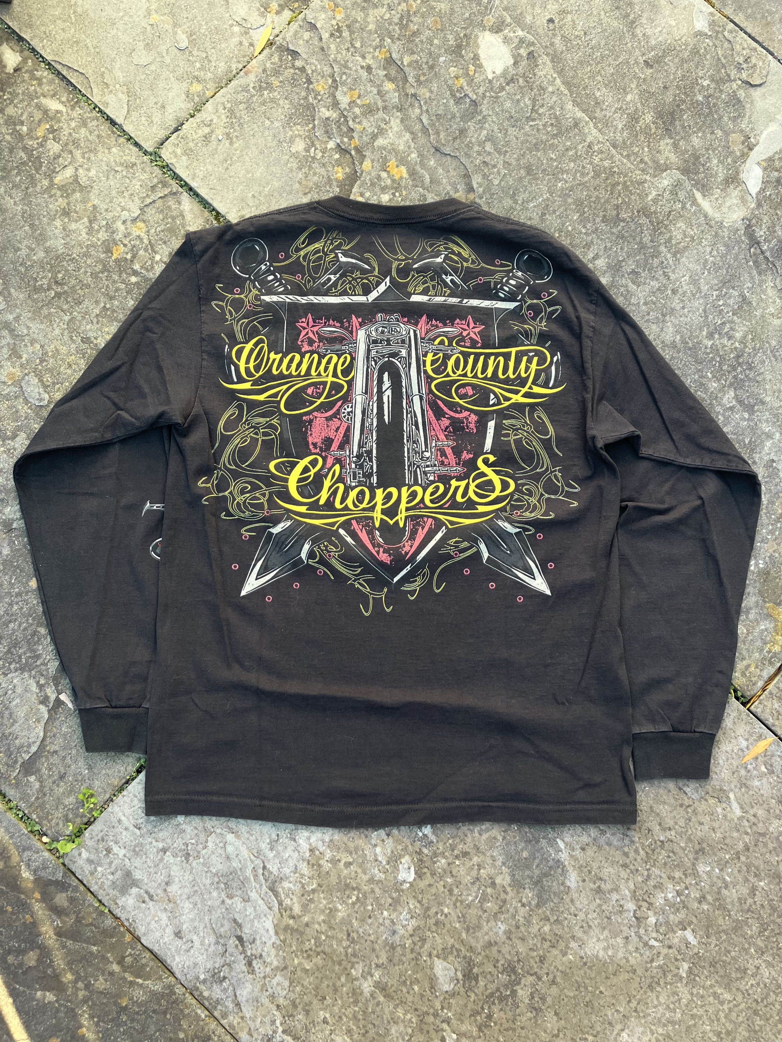 Affliction Vtg Y2K Orange County Choppers Gothic Sword Faded TShirt Size US M / EU 48-50 / 2 - 3 Thumbnail