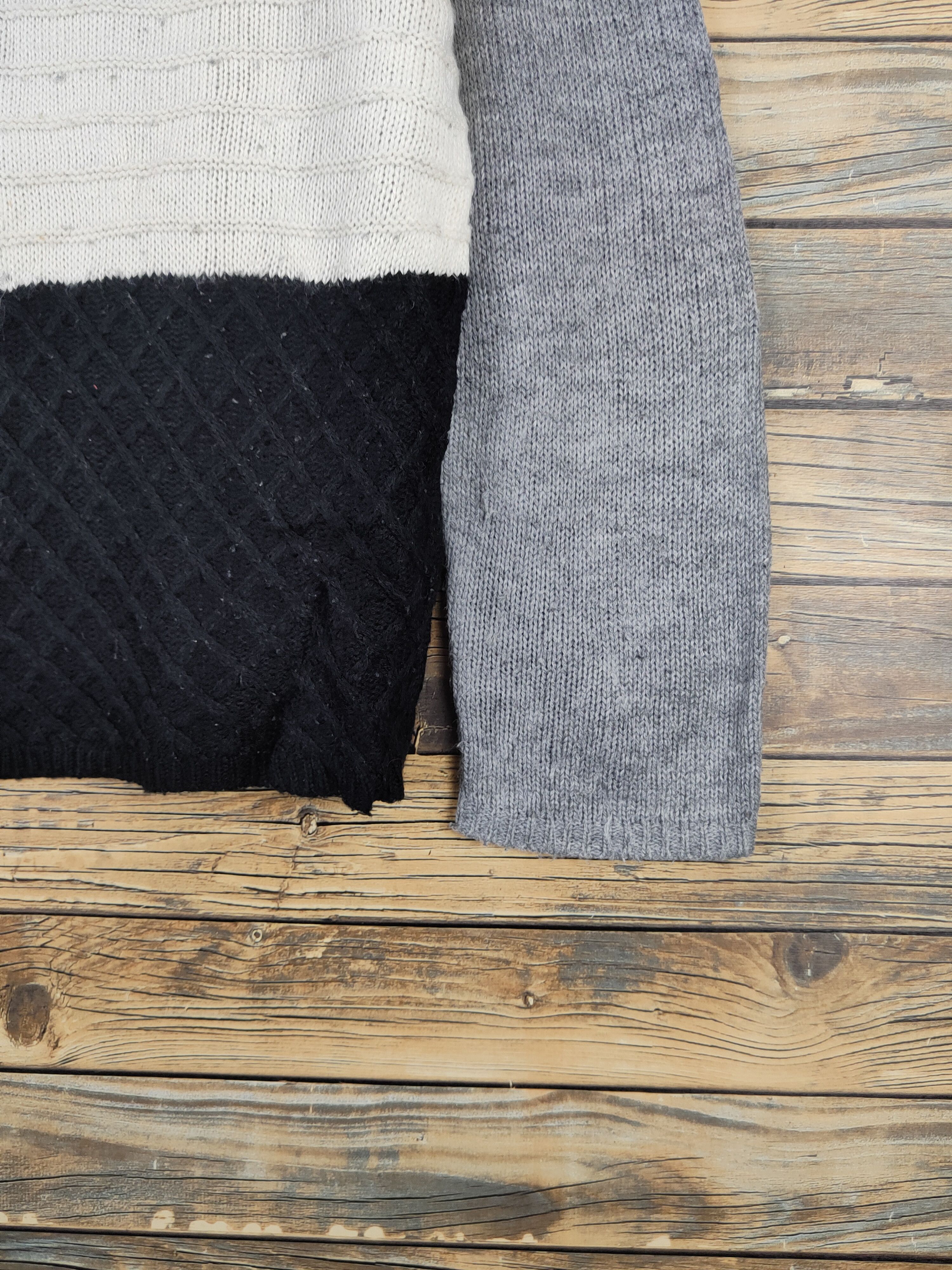 Homespun Knitwear Doublefocus Gray Black patchwork Knitwear Sweatshirts #W2152 Size US M / EU 48-50 / 2 - 6 Thumbnail